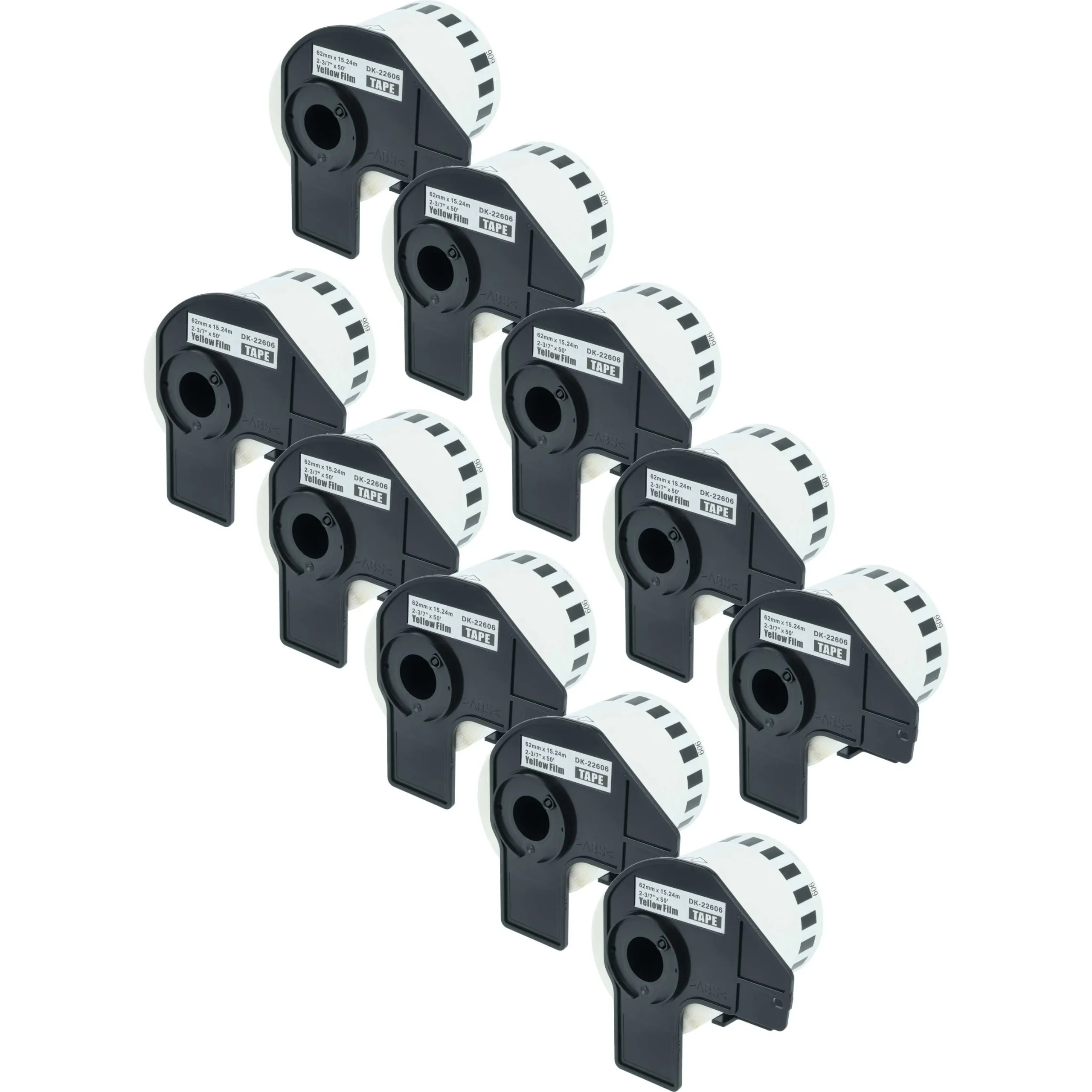 10x Étiquette remplacent Brother DK-22606 pour imprimante étiqueteuse - premium 62mm x 15,24m + support