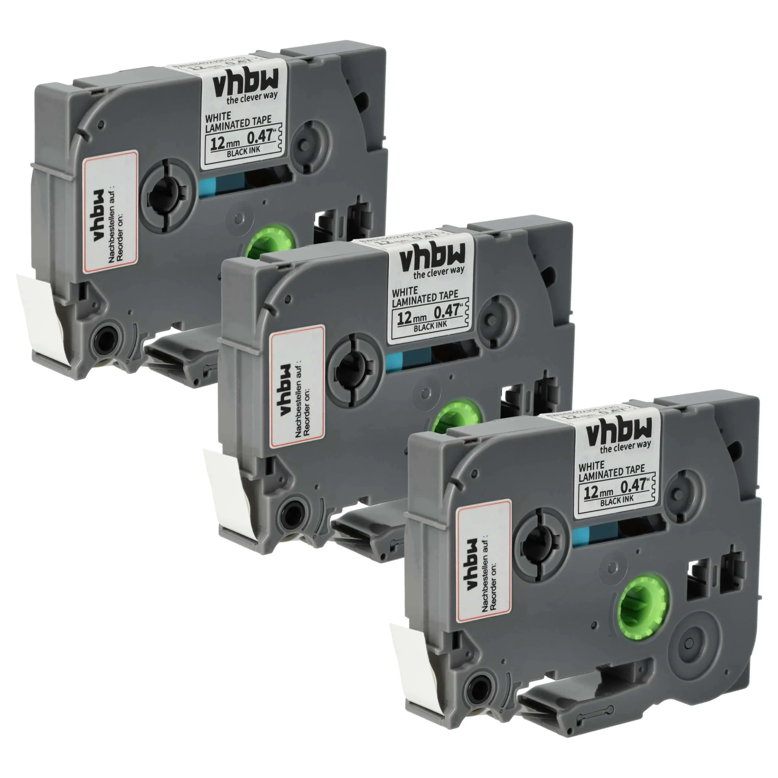 3x Cassettes à ruban remplacent Brother TZE-231S - 12mm lettrage Noir ruban Blanc, plastique