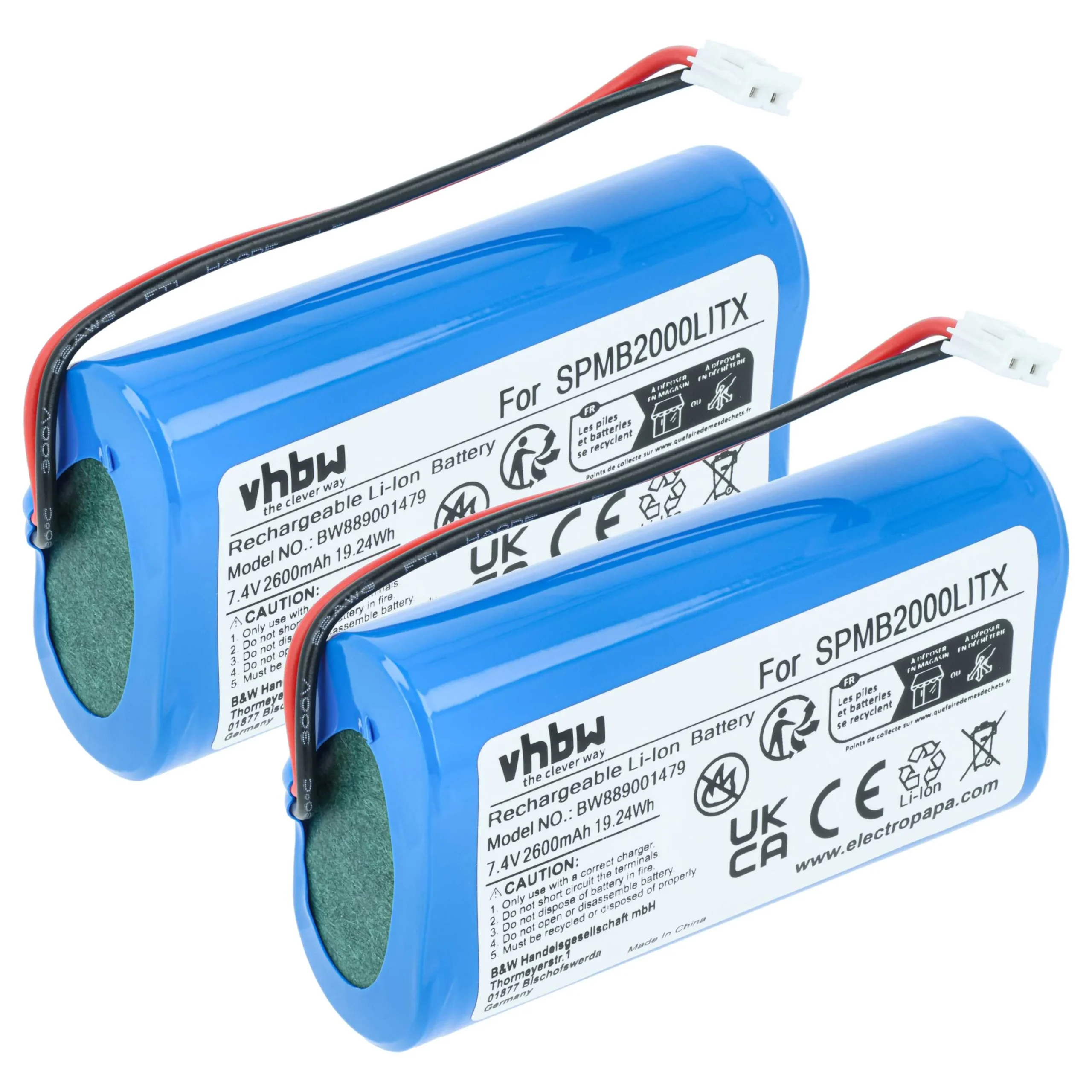 2x Batteries remplace Spektrum SPMB2000LITX pour télécommande Spektrum- 2600mAh 7,4V Li-ion