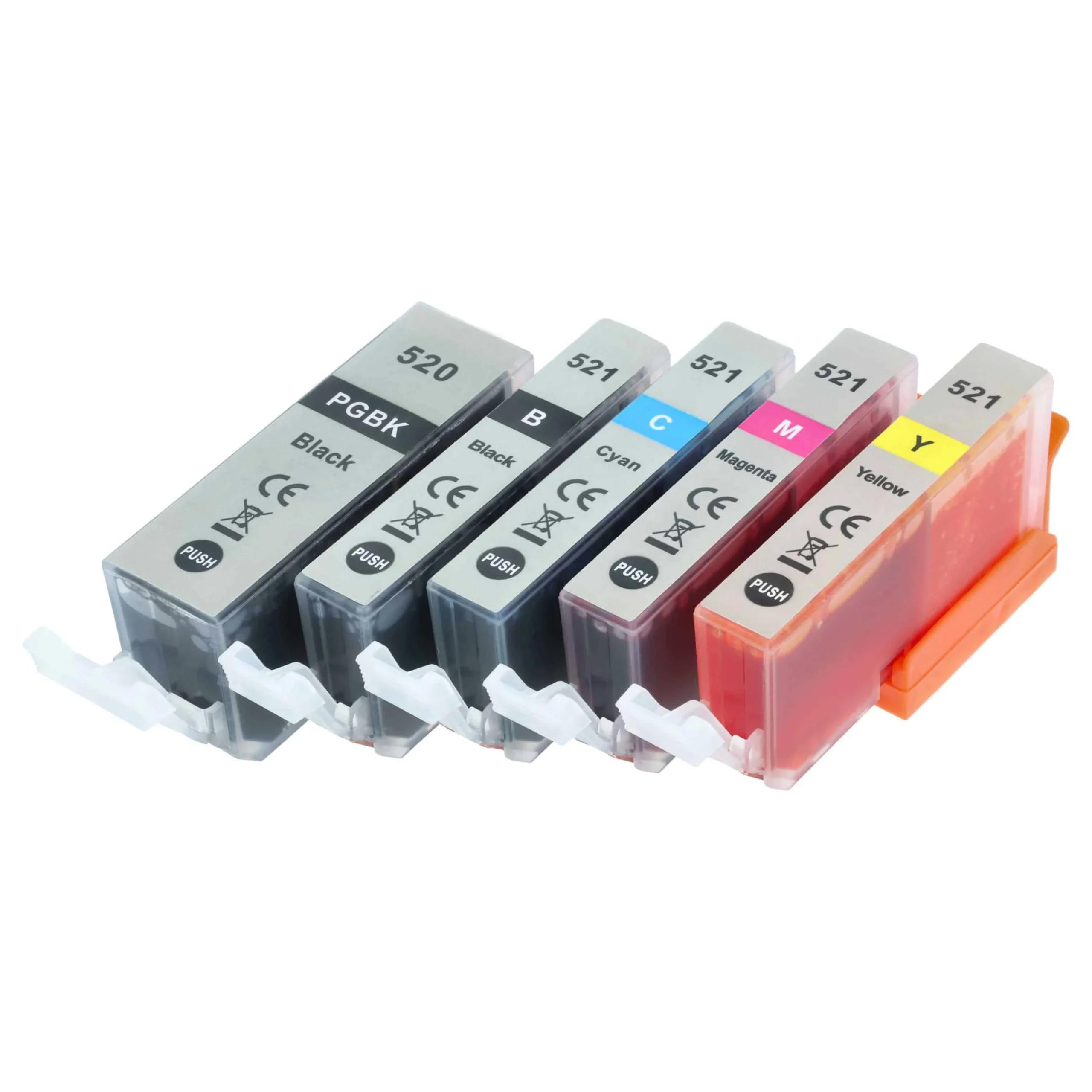 5x Cartouches remplace Canon CLI-521BK, CLI-521C, CLI-521M, CLI-521Y pour imprimante - multicouleurs