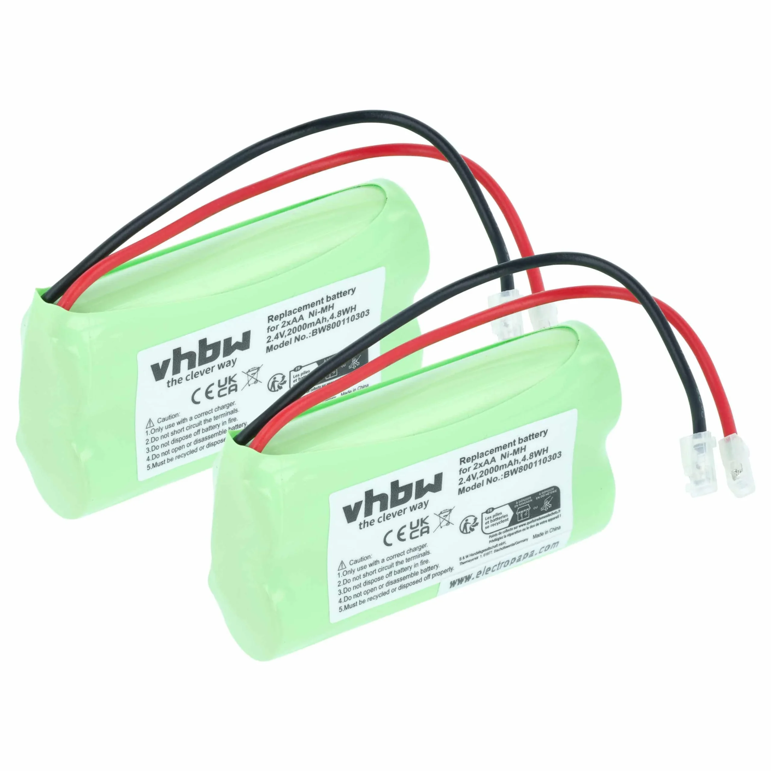 Batterie (2 pcs.) divers appareils - 2000mAh 2,4V NiMH remplacement pour 2x AA Mignon