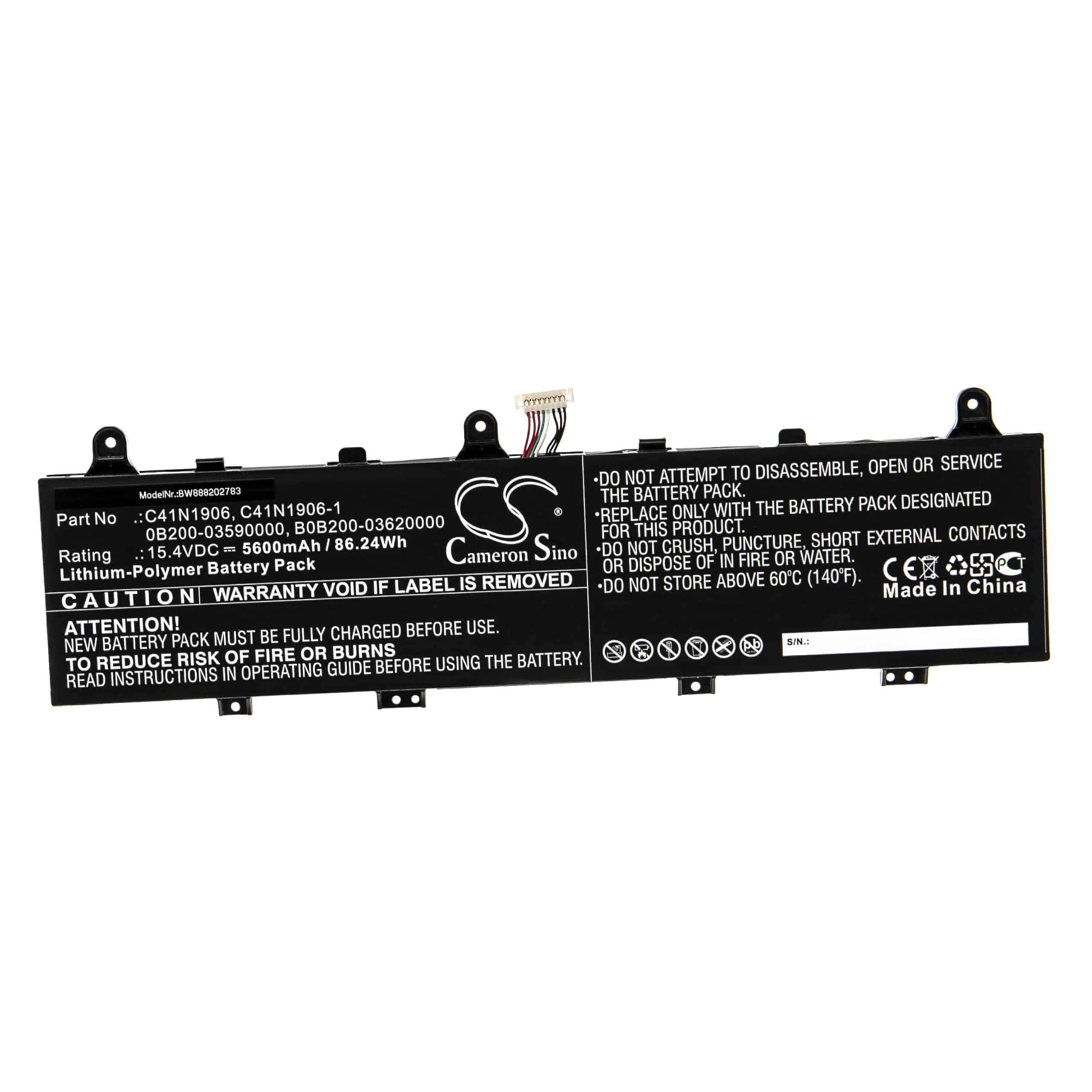 Batterie remplace Asus 0B200-03590000 pour ordinateur portable Asus- 5600mAh 15,4V Li-polymère