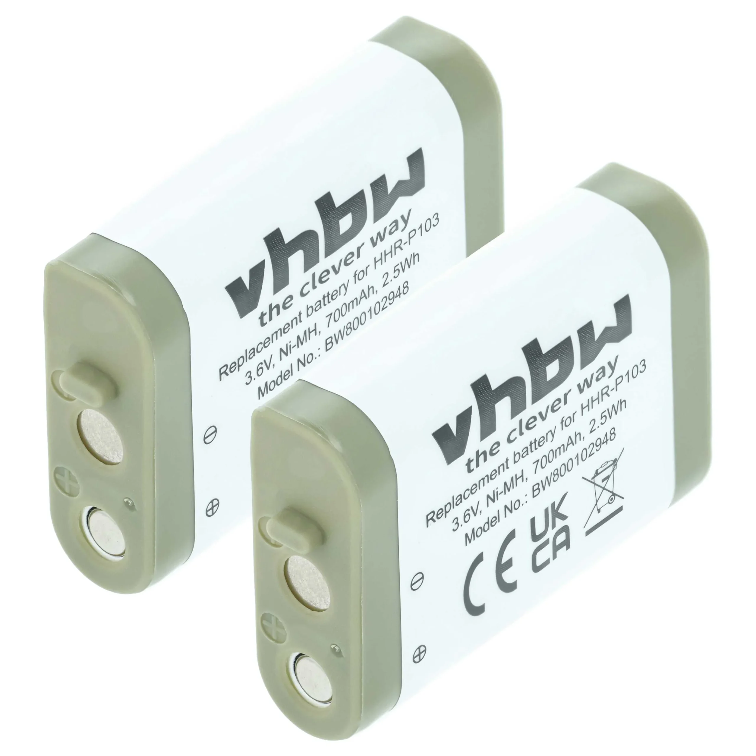 2x Batteries remplace Panasonic N4HHGMB00005, N4HHGMB00001, N4HHGMN00001 pour téléphone GE - 700mAh 3,6V NiMH