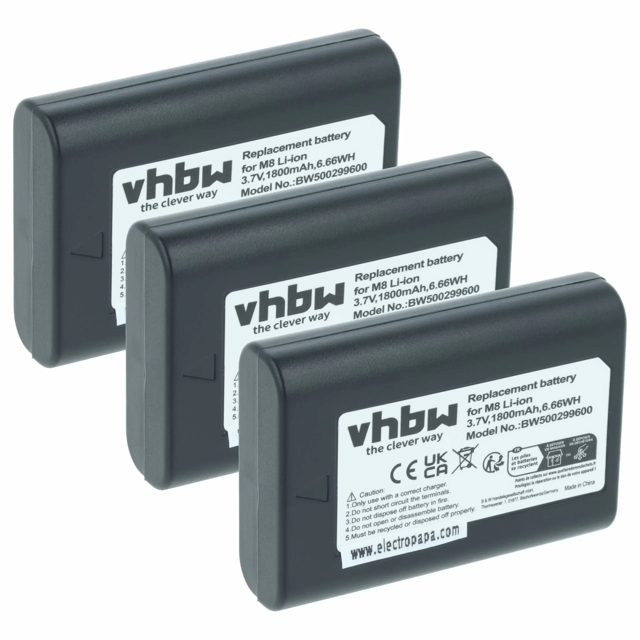 3x Batteries remplace Leica BLI-312, 14464, BP-SCL1 pour appareil photo Leica- 1800mAh 3,7V Li-ion