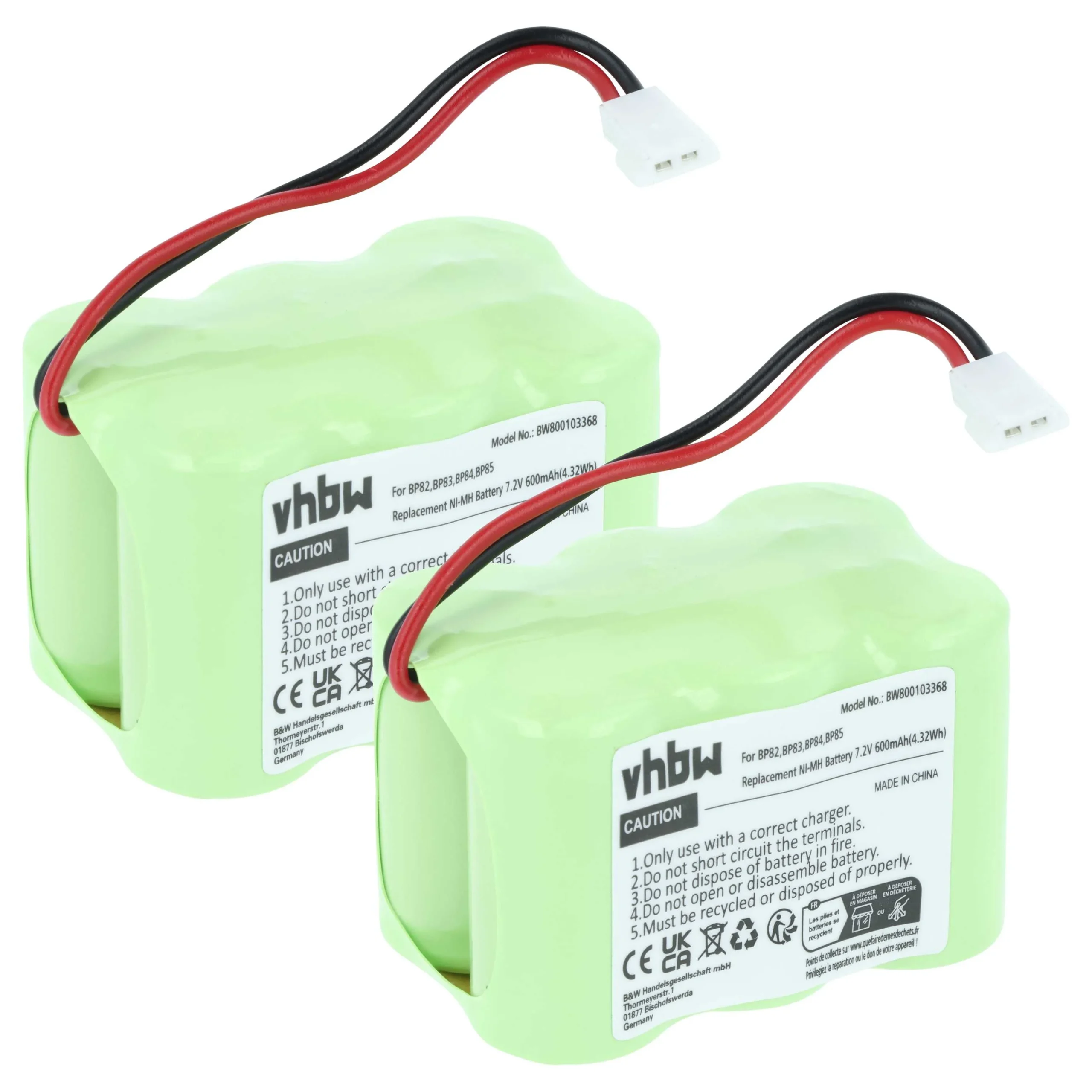 2x Batteries remplace Icom BP-82, BP-85, BP-84, BP-83 pour radio talkie-walkie Icom- 600mAh 7,2V NiMH