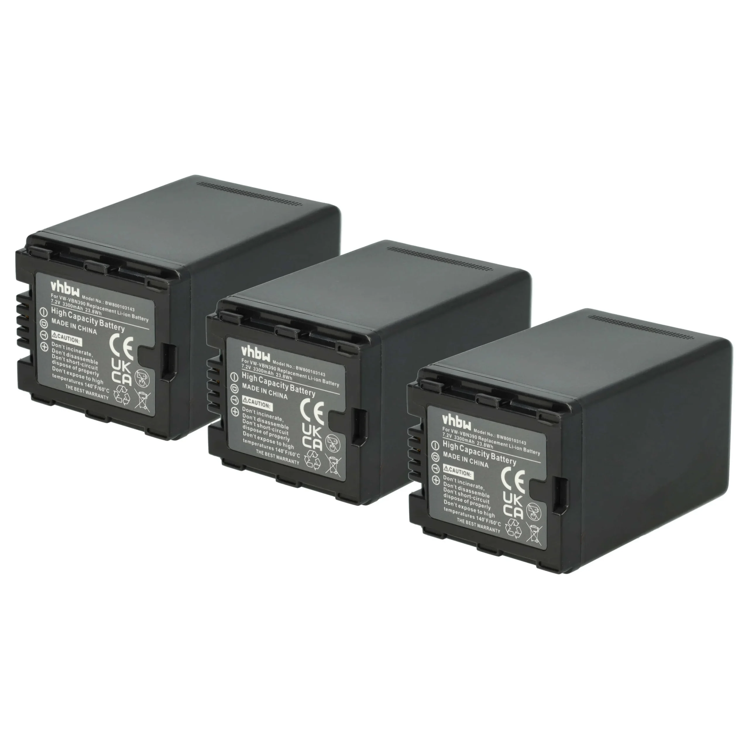 3x Batteries remplace Panasonic VW-VBN260E, VW-VBN260 pour caméscope Panasonic- 3300mAh 7,2V Li-ion avec puce