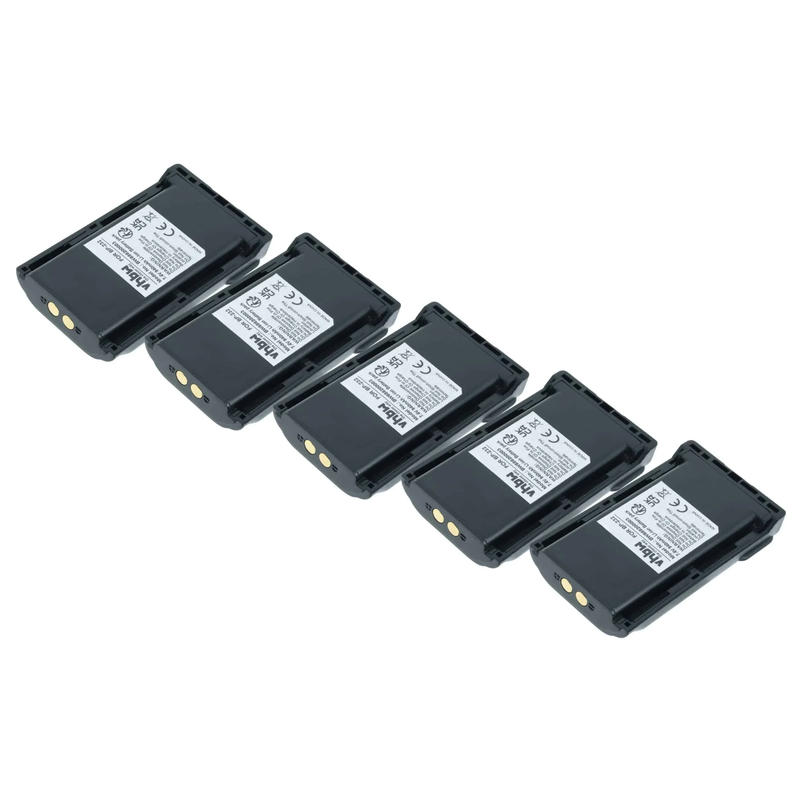 5x Batteries remplace Icom BJ-2000, BP-231, BP-230, BP-230N pour radio talkie-walkie Icom- 940mAh 7,4V Li-ion