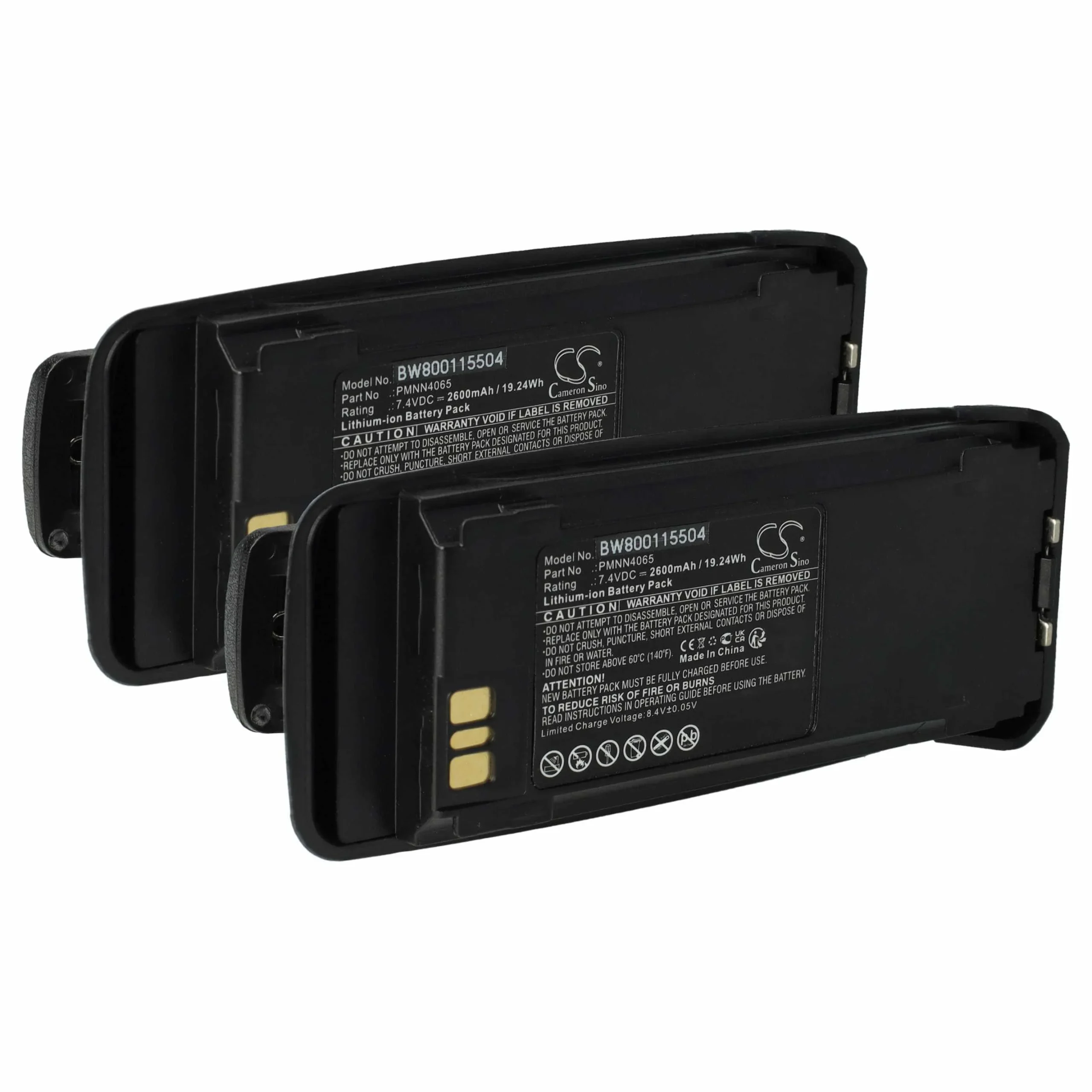 2x Batteries remplace Motorola NNTN4066, NNTN4077 pour radio talkie-walkie Motorola- 2600mAh 7,4V Li-ion