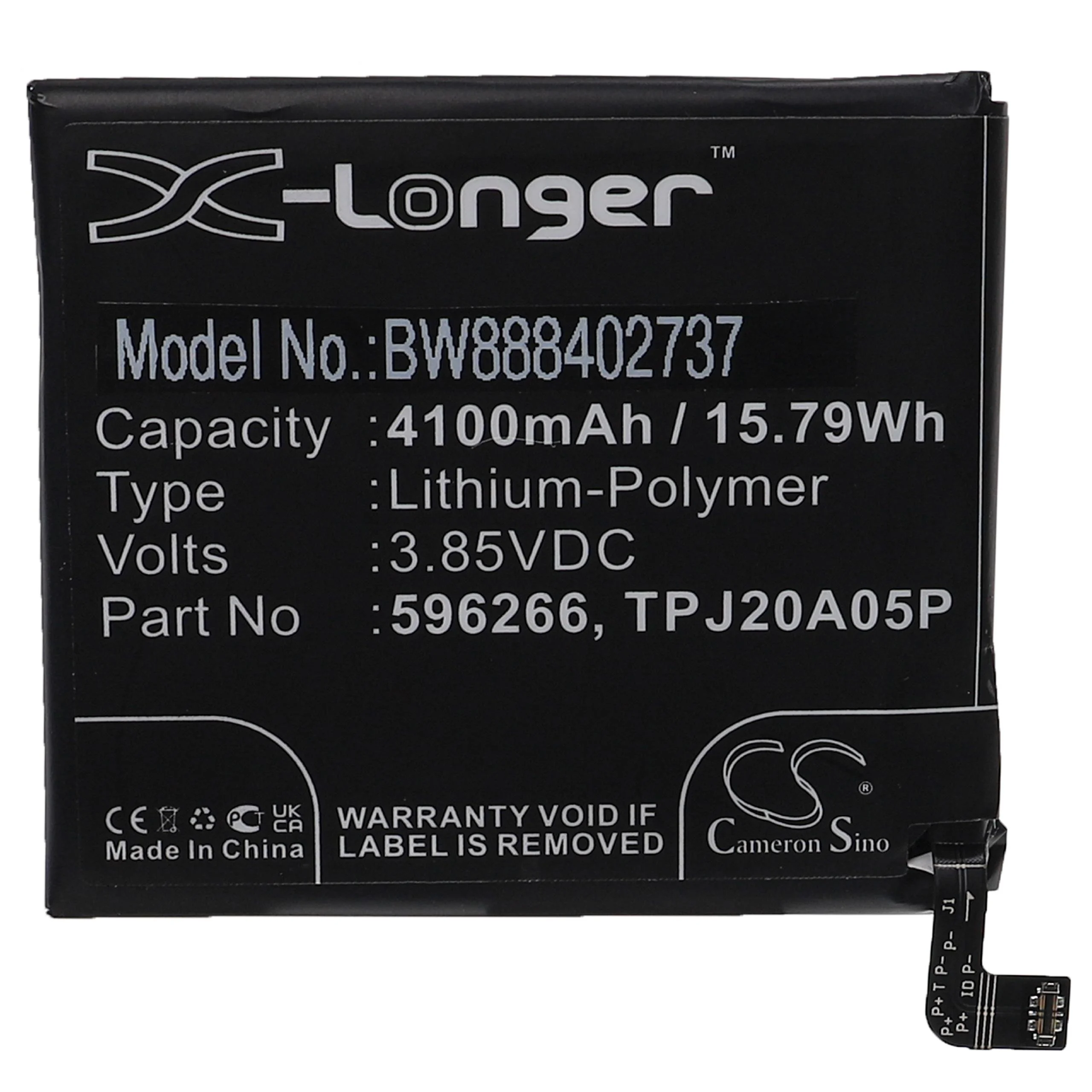 Batterie remplace CAT 596266, TPJ20A05P téléphone portable Caterpillar - 4100mAh 3,85V Li-polymère
