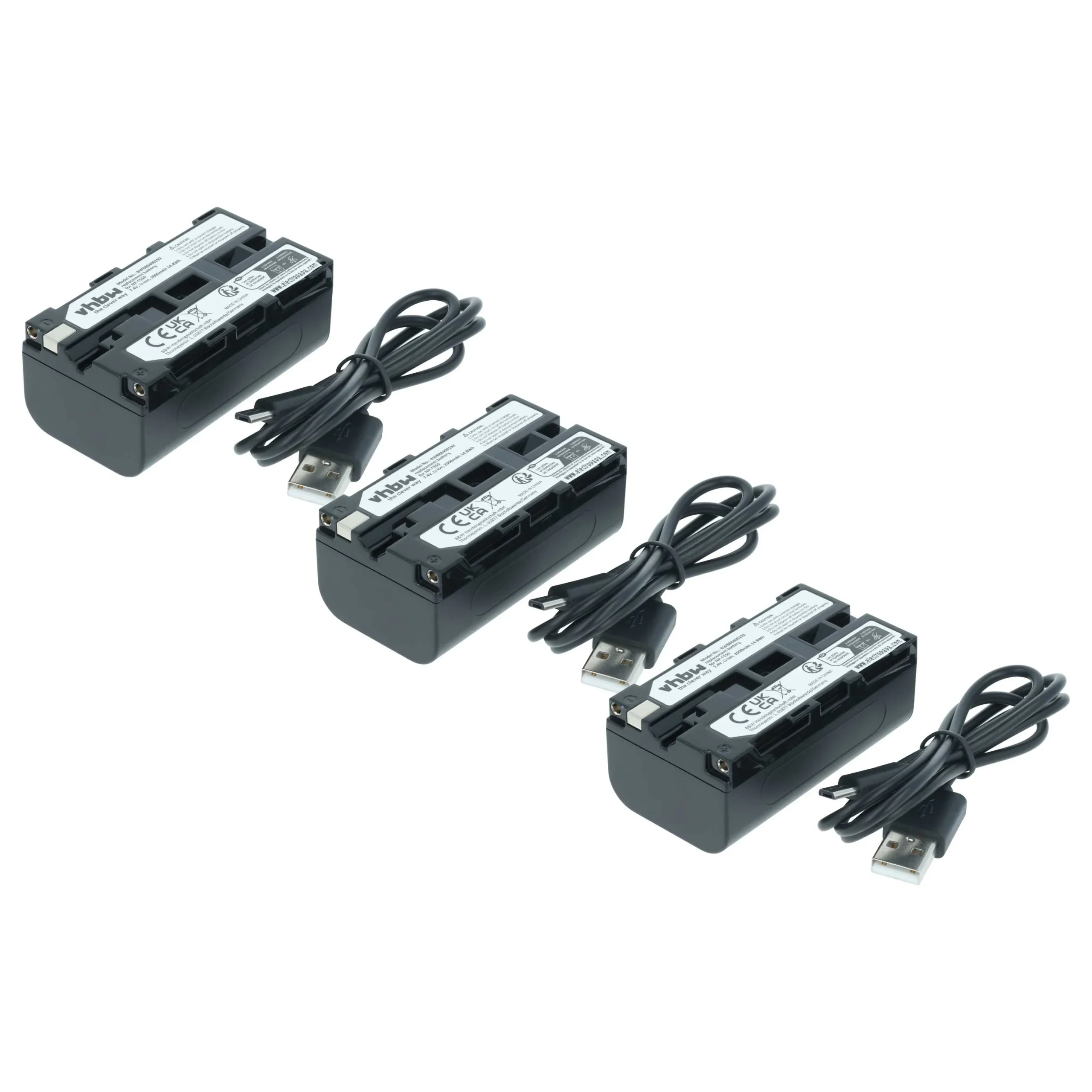 3x Batteries remplace Sony NP-F930/B, NP-F550, NP-F930 pour appareil photo Grundig- 2000mAh 7,4V Li-ion