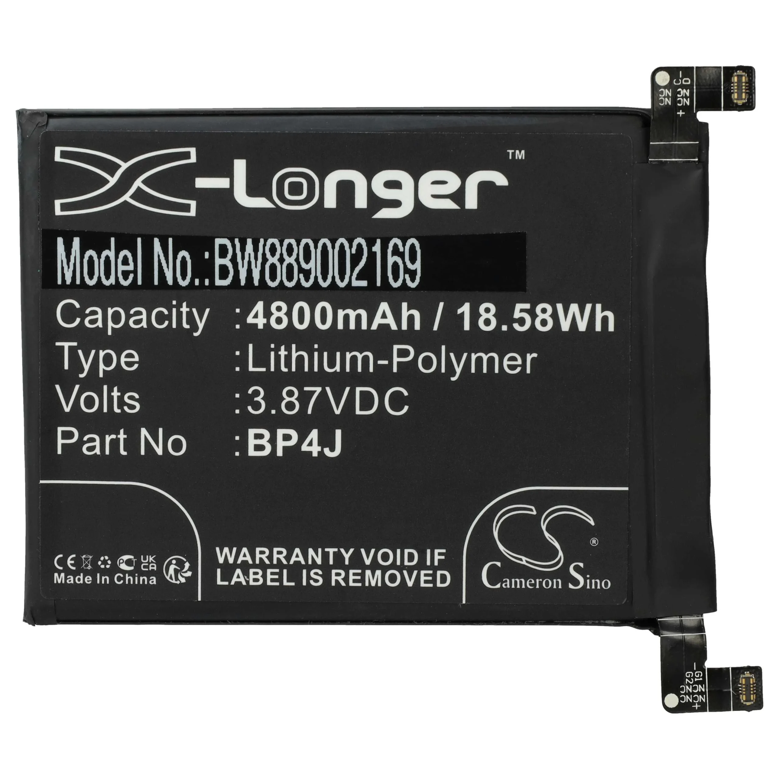 Batterie remplace BP4J téléphone portable Xiaomi - 4800mAh 3,87V Li-polymère