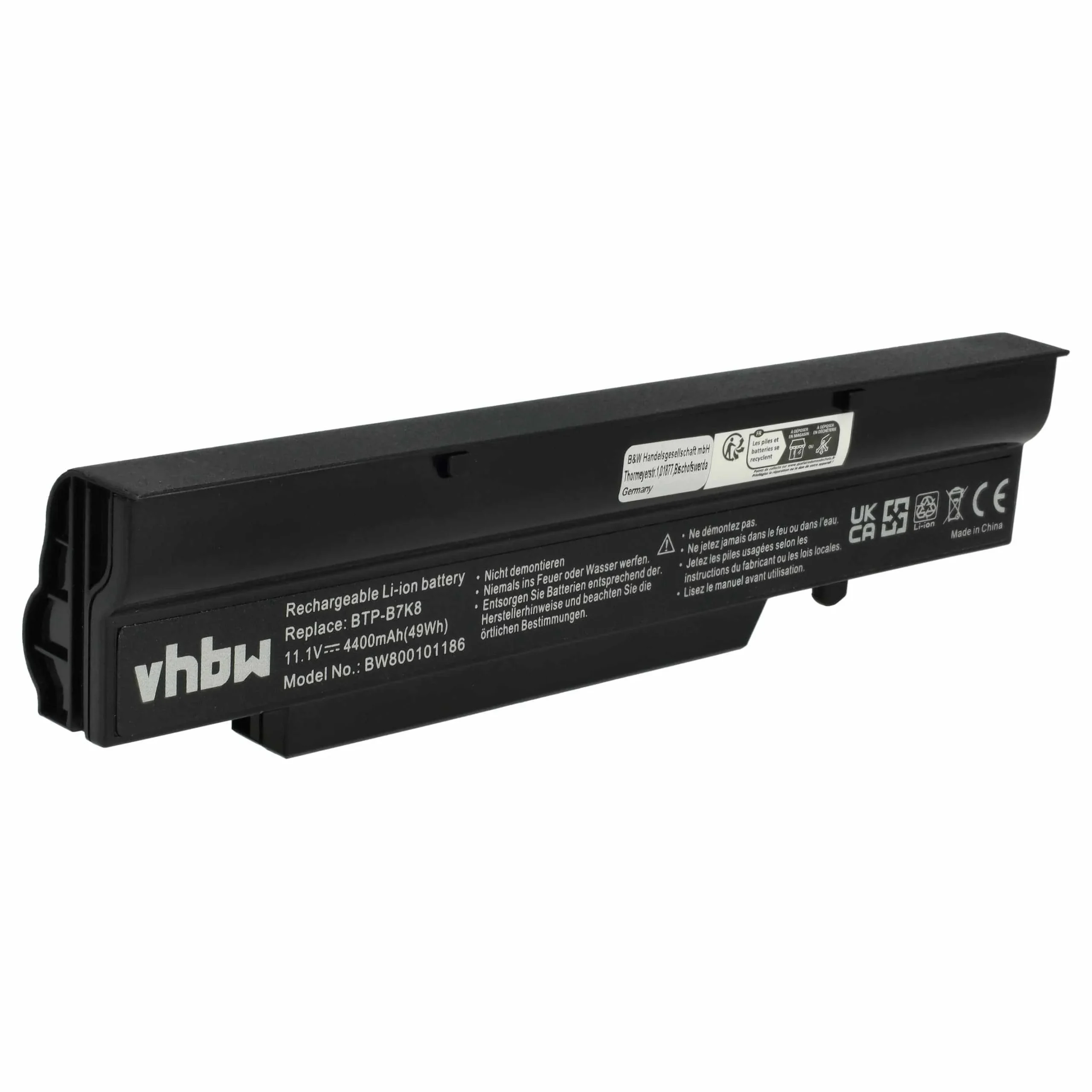 Batterie remplace Fujitsu pour ordinateur portable Fujitsu- 4400mAh 11,1V Li-ion, noir