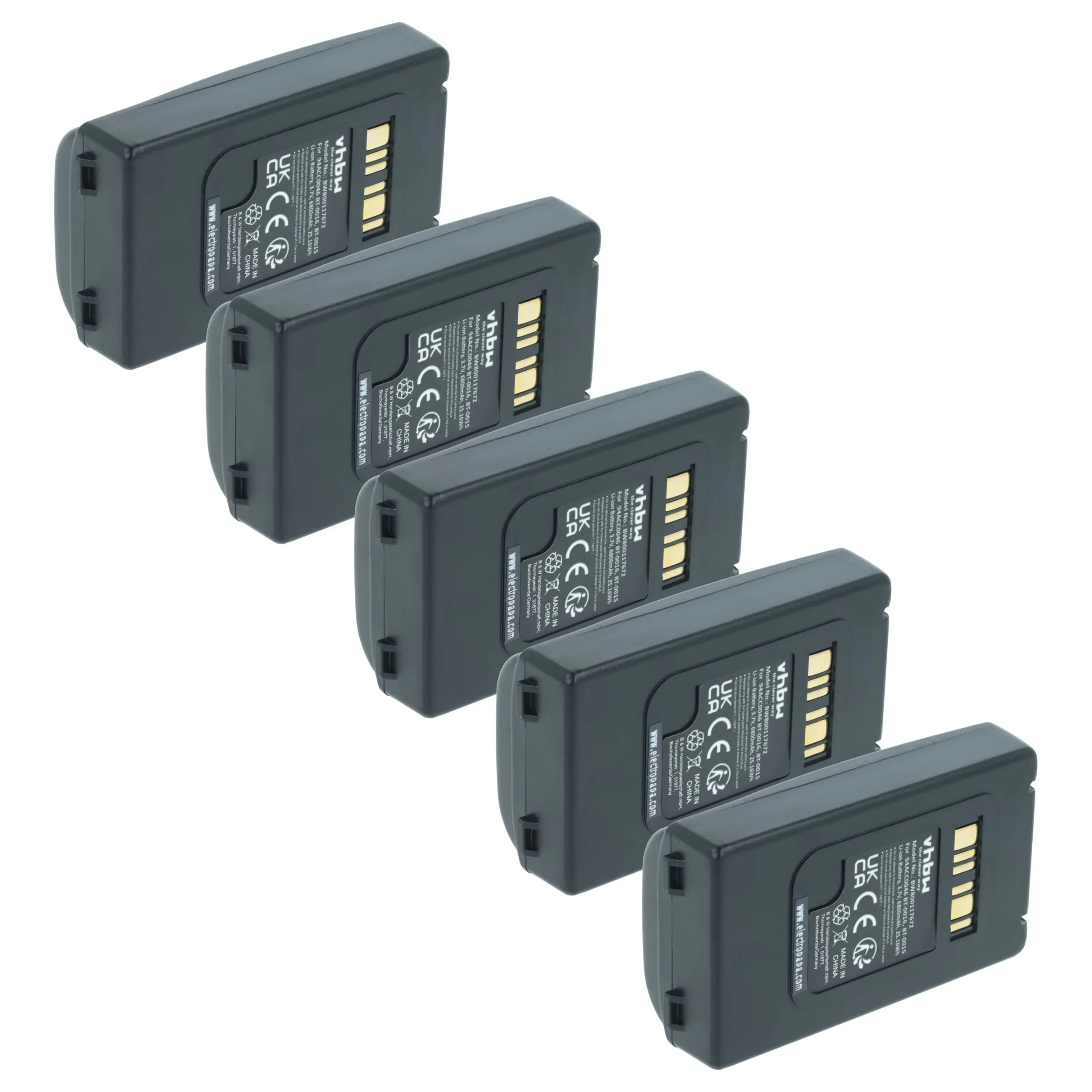 5x Batteries remplace Datalogic 94ACC0048, 94ACC0046 pour scanner de code-barre Datalogic - 6800mAh 3,7V