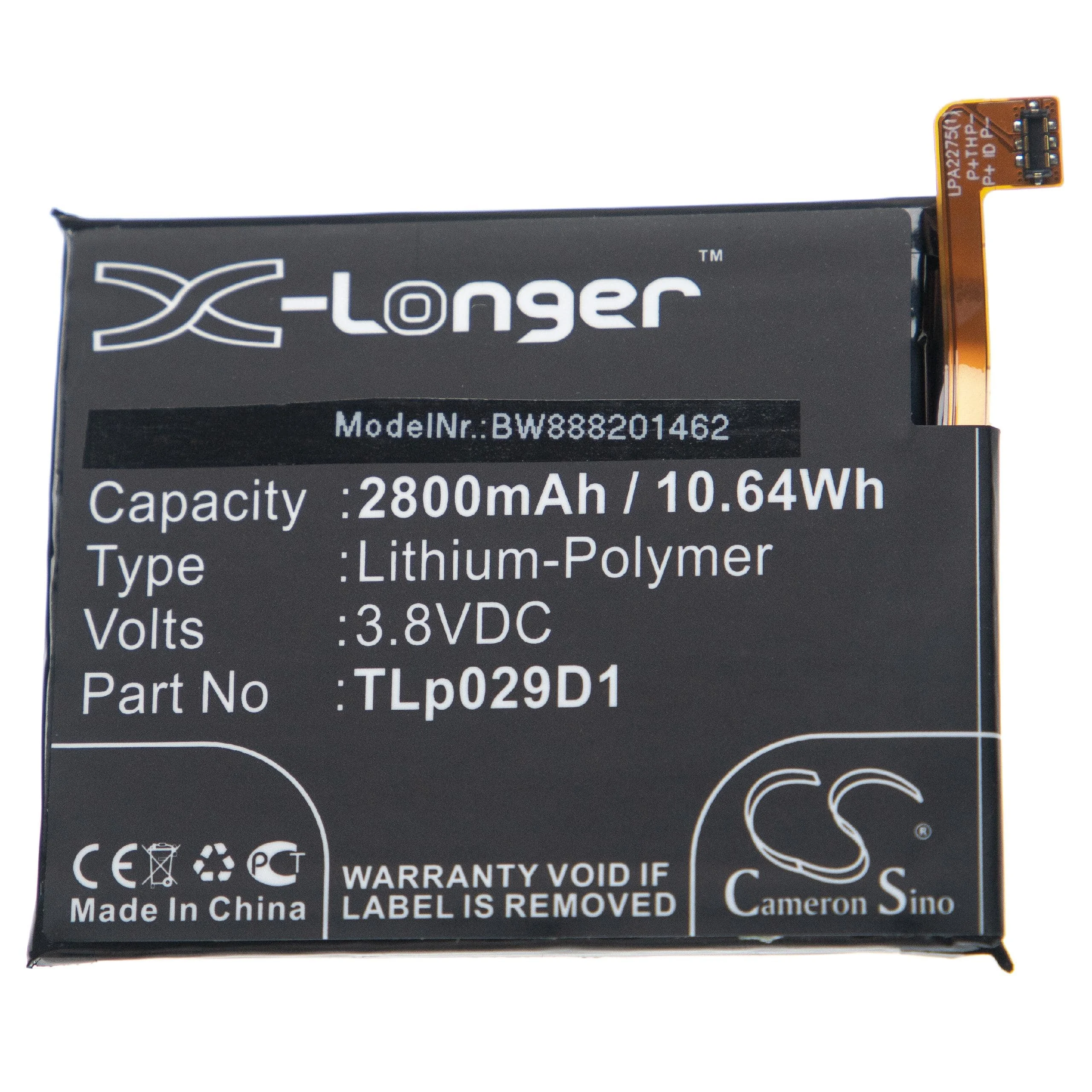 Batterie remplace Alcatel TLp029D1 téléphone portable Vodafone - 2800mAh 3,8V Li-polymère