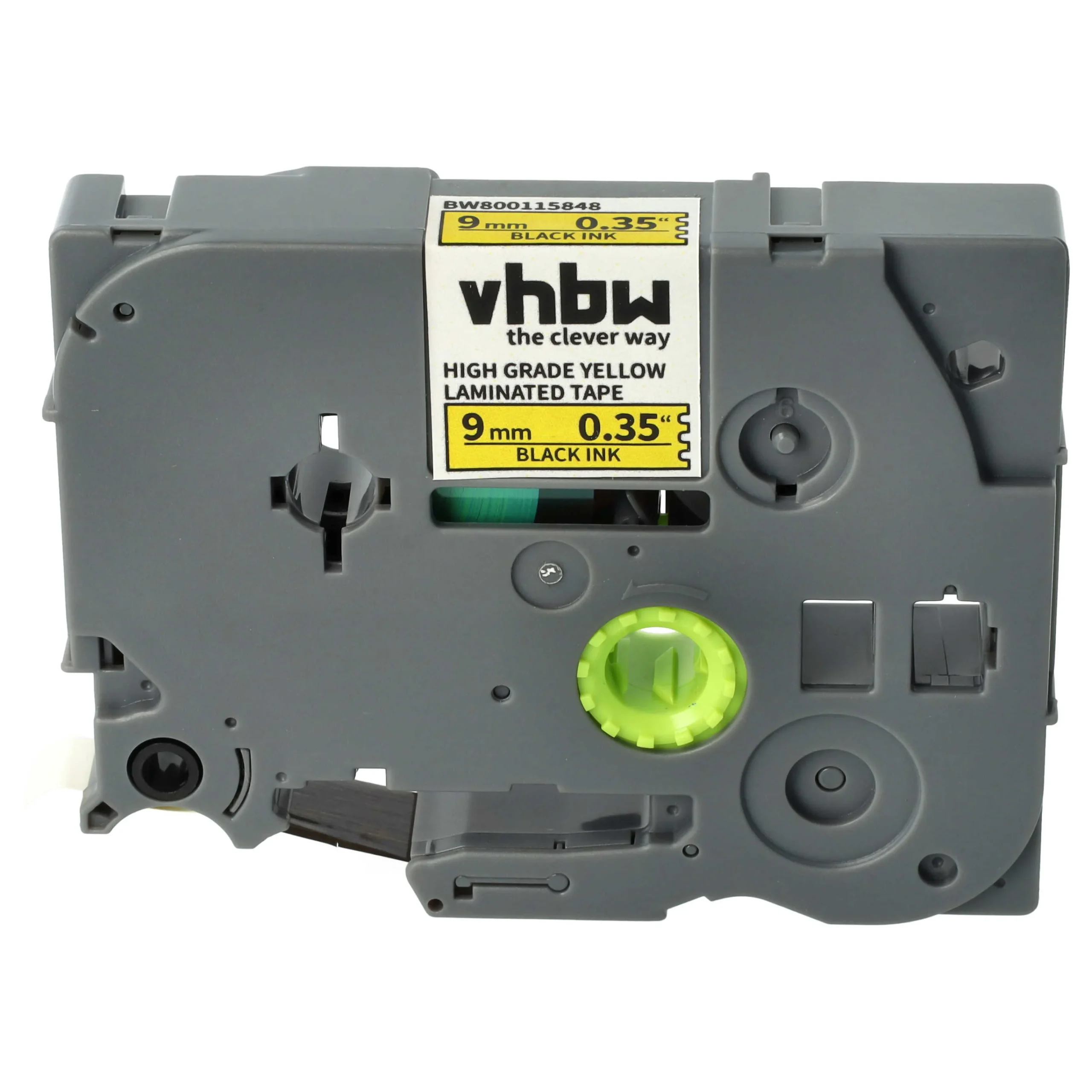 Cassette à ruban remplace Brother HGE-621 - 9mm lettrage Noir ruban Jaune, plastique