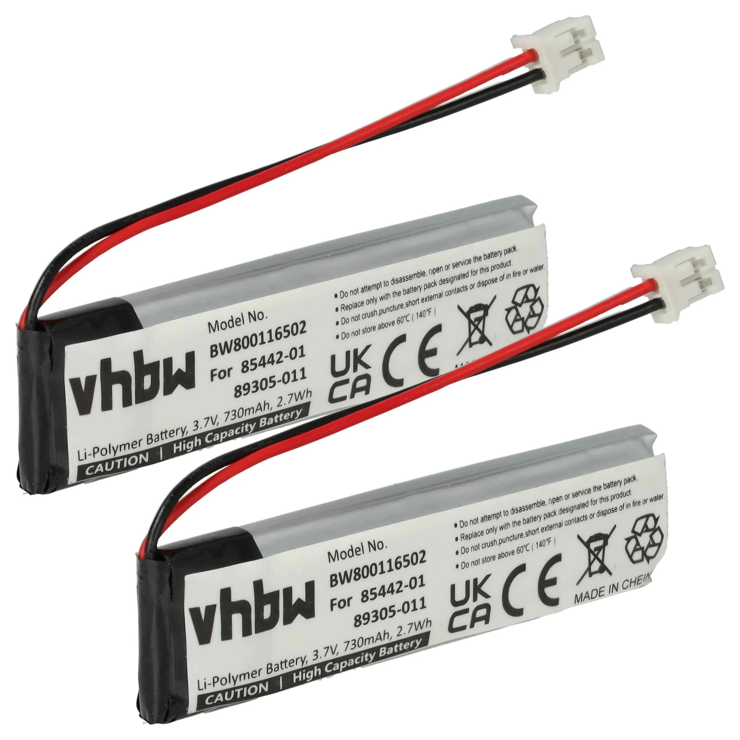 2x Batterie remplace Plantronics 85442-01, 89305-011 enceinte Plantronics - 730mAh 3,7V Li-polymère
