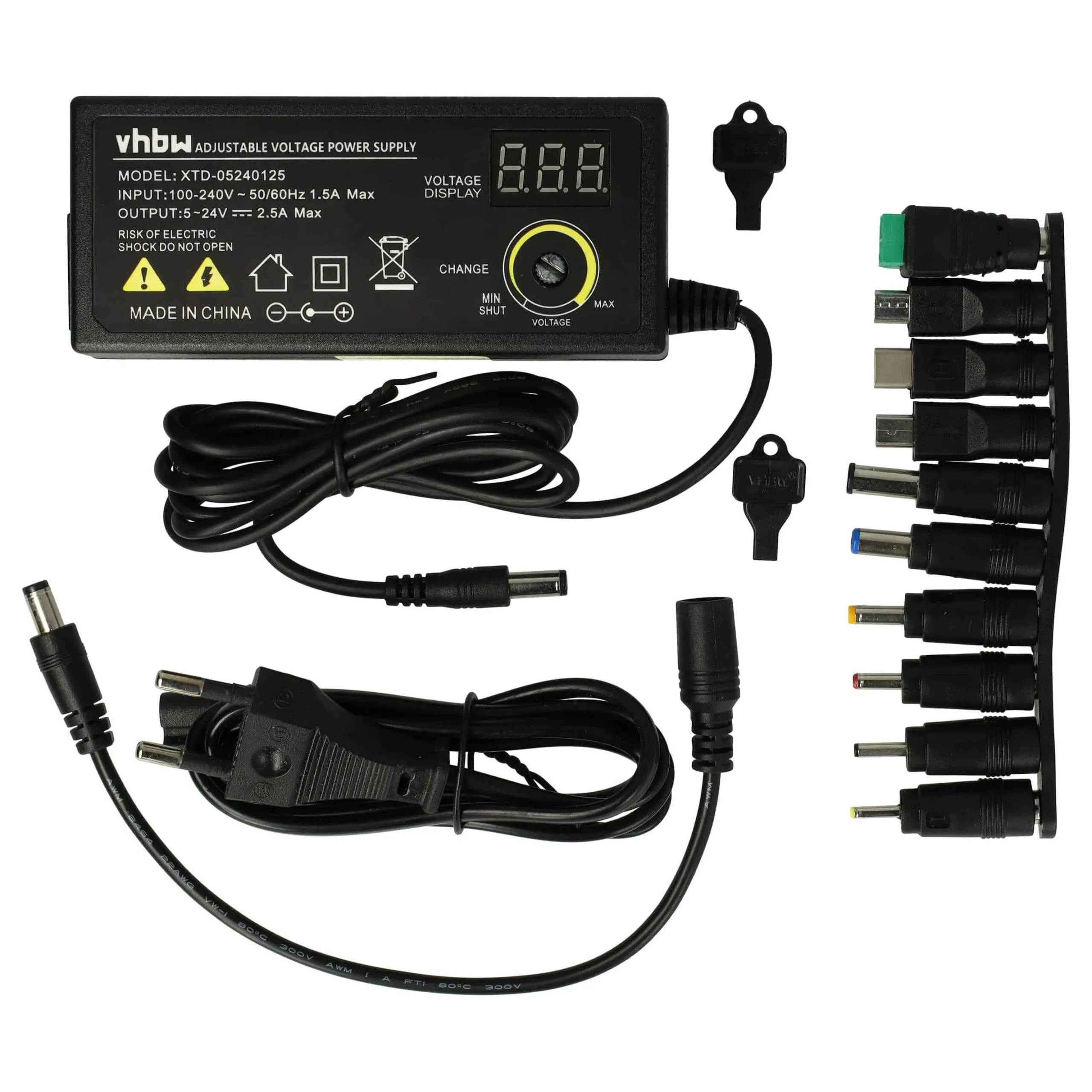 Alimentation avec 10 embouts pour divers appareils électriques - 5-24 V, 0,1-2,5 A