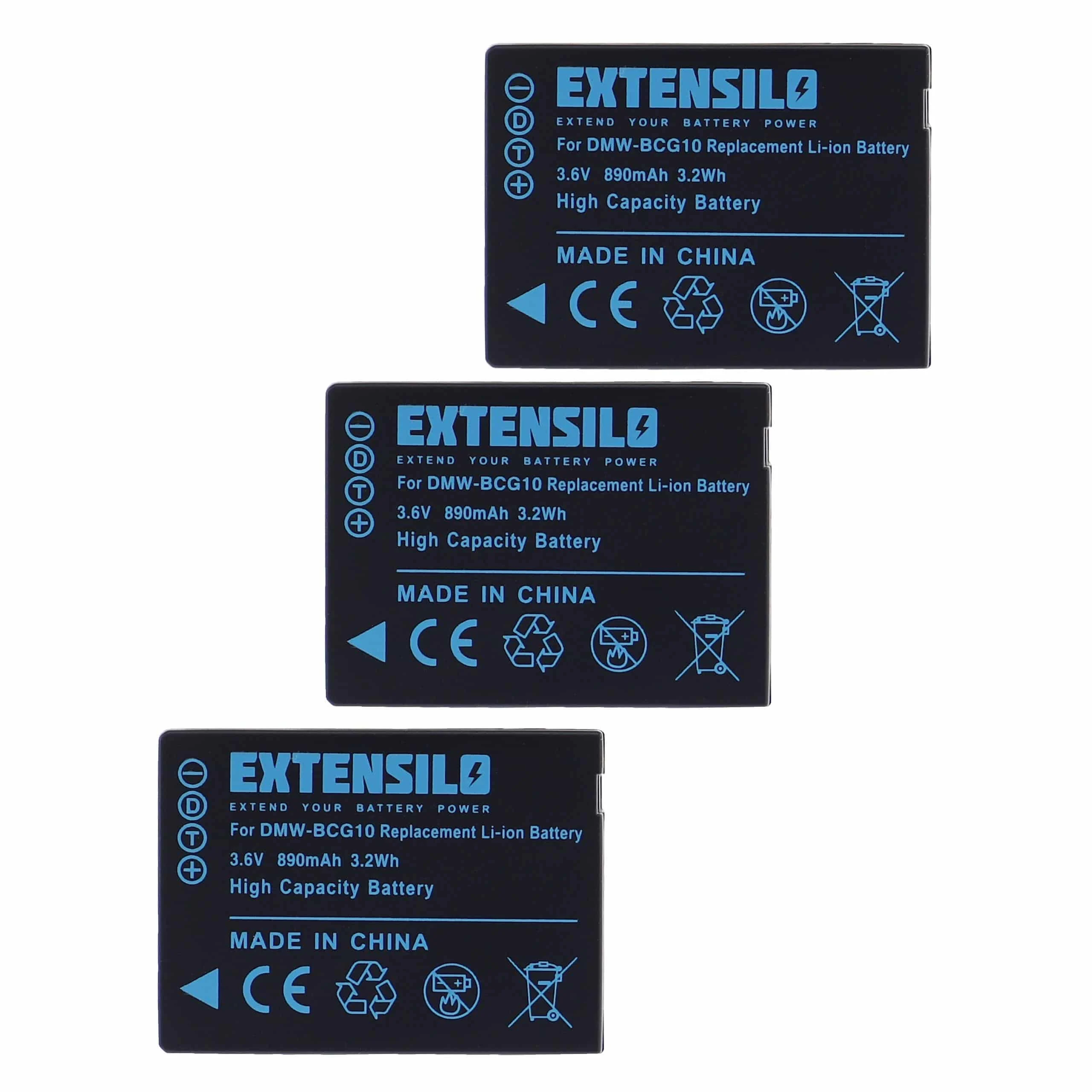 3x Batteries remplace Leica BP-DC7, BP-DC7E pour appareil photo Leica- 890mAh 3,6V Li-ion