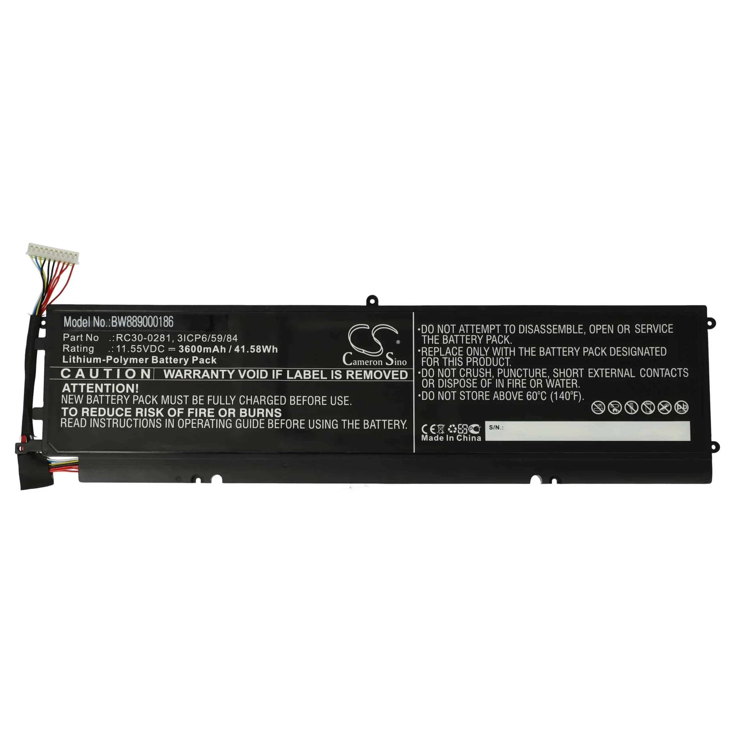 Batterie remplace Razer 3ICP6/59/84, RC30-0281 pour ordinateur portable Razer- 3600mAh 11,55V Li-polymère