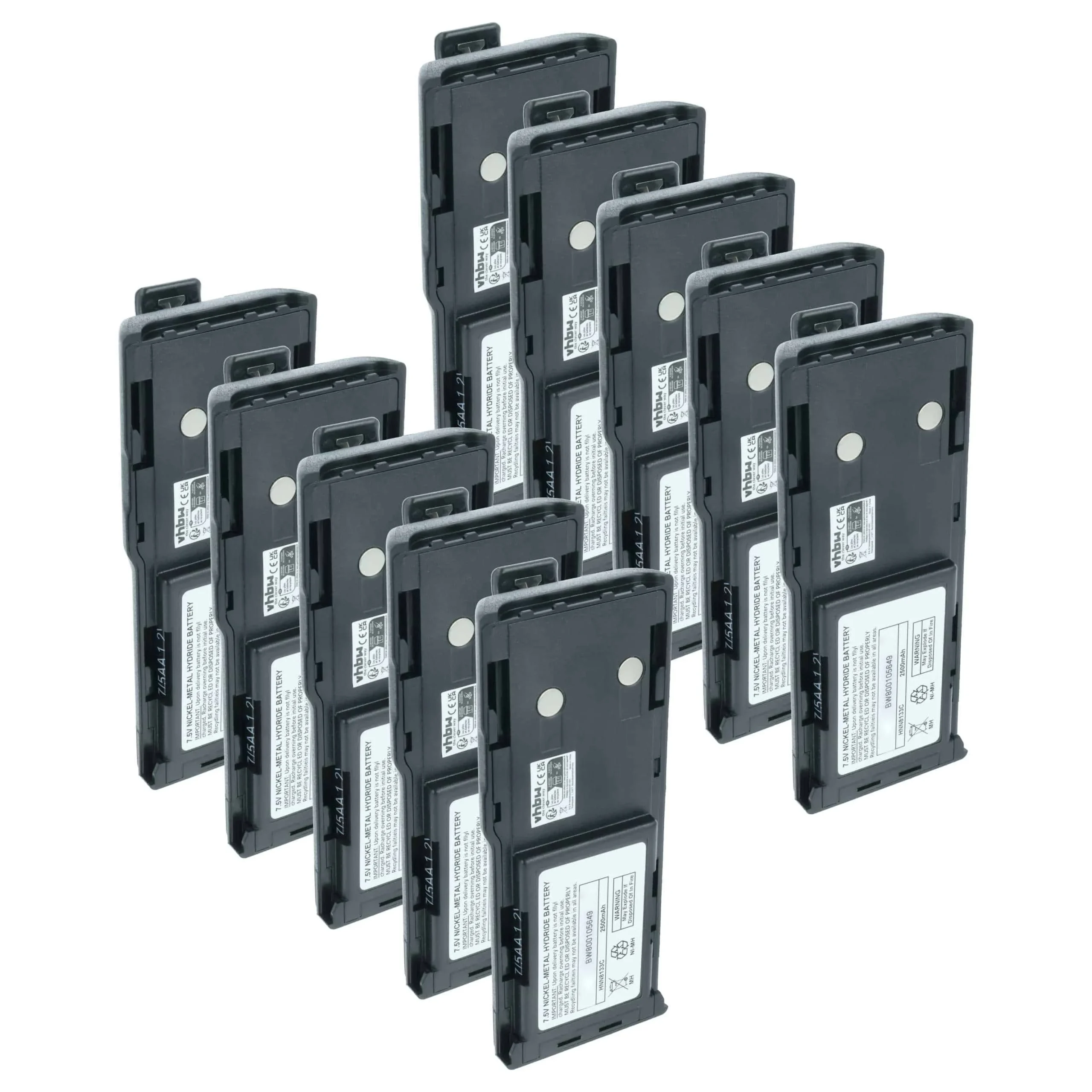10x Batteries remplace Motorola HNN8133C, HNN8308A pour radio talkie-walkie Motorola- 2500mAh 7,5V NiMH
