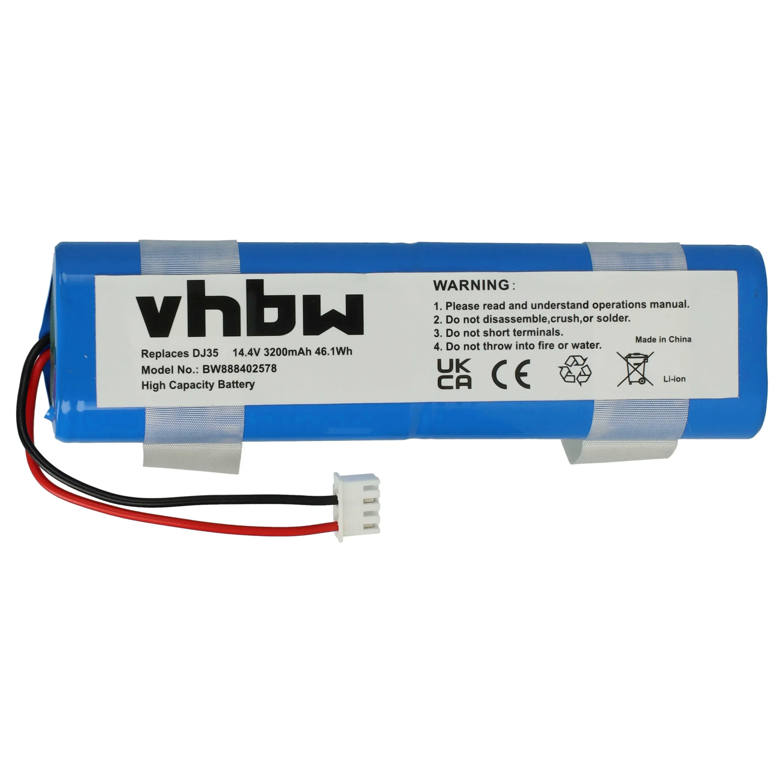 Batterie remplace Ecovacs S08-LI-144-2500 pour robot aspirateur Ecovacs - 3200mAh 14,4V Li-ion