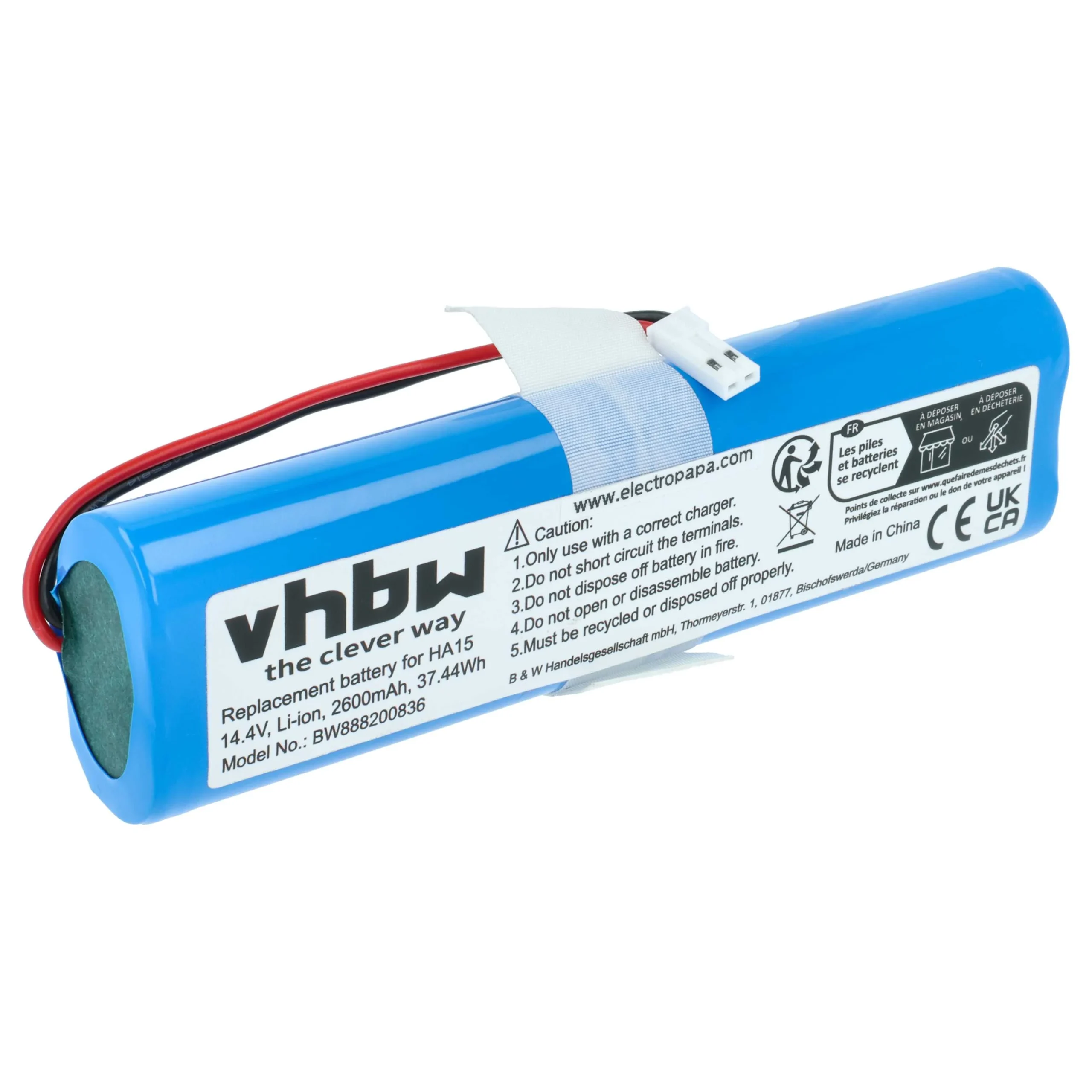Batterie remplace Zaco 501928 pour robot aspirateur Zaco - 2600mAh 14,4V Li-ion