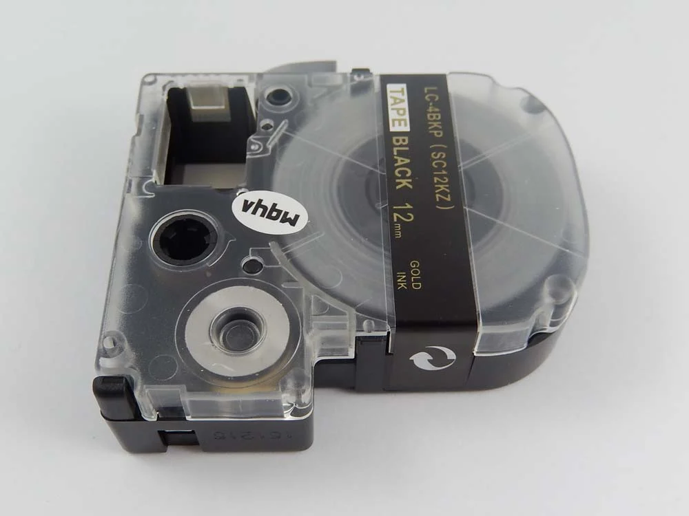 Cassette à ruban remplace Epson LC-4BKP - 12mm lettrage Or ruban Noir, plastique