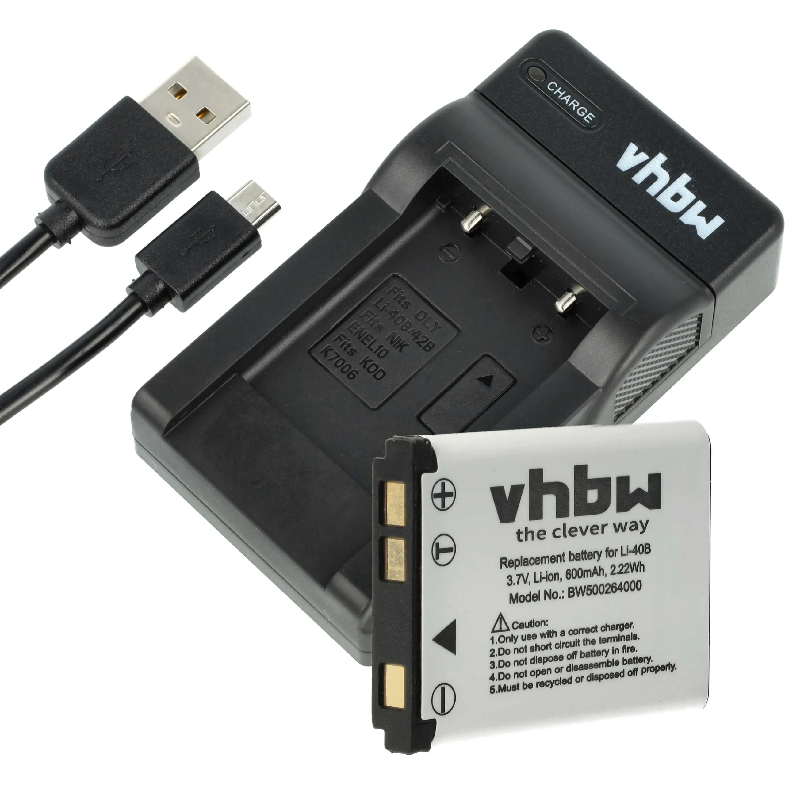 1x station de charge, 1x câble d'alimentation, 1x batterie pour caméra Bosch, Praktica, Fujifilm, Leica - Accessoires pour appareils photo