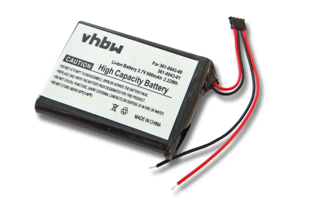 Batterie remplace Garmin 361-00043-00, 361-00043-01 pour navigation GPS Garmin - 600mAh 3,7V Li-ion