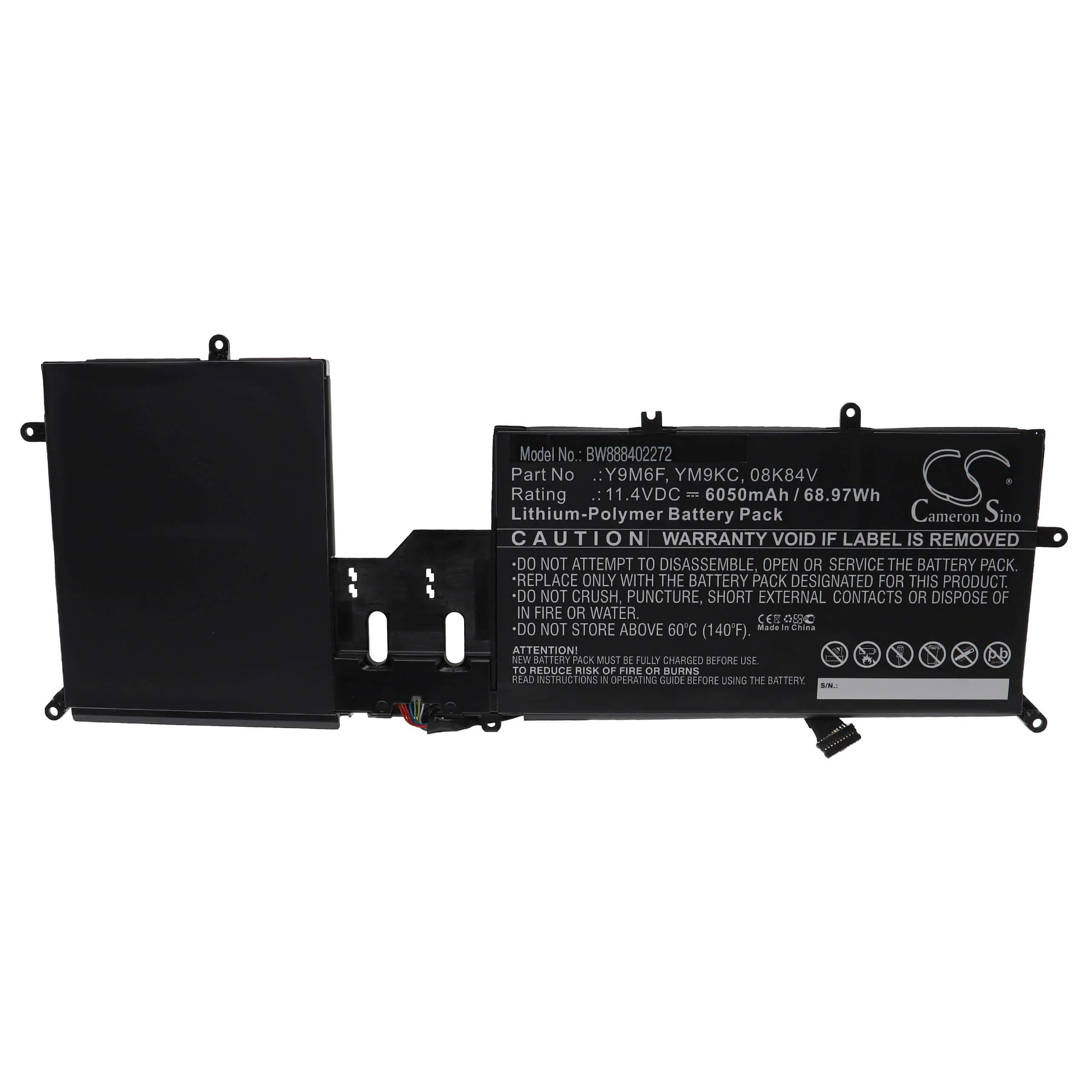 Batterie remplace Dell YM9KC, Y9M6F, 08K84V pour ordinateur portable Dell- 6050mAh 11,4V Li-polymère