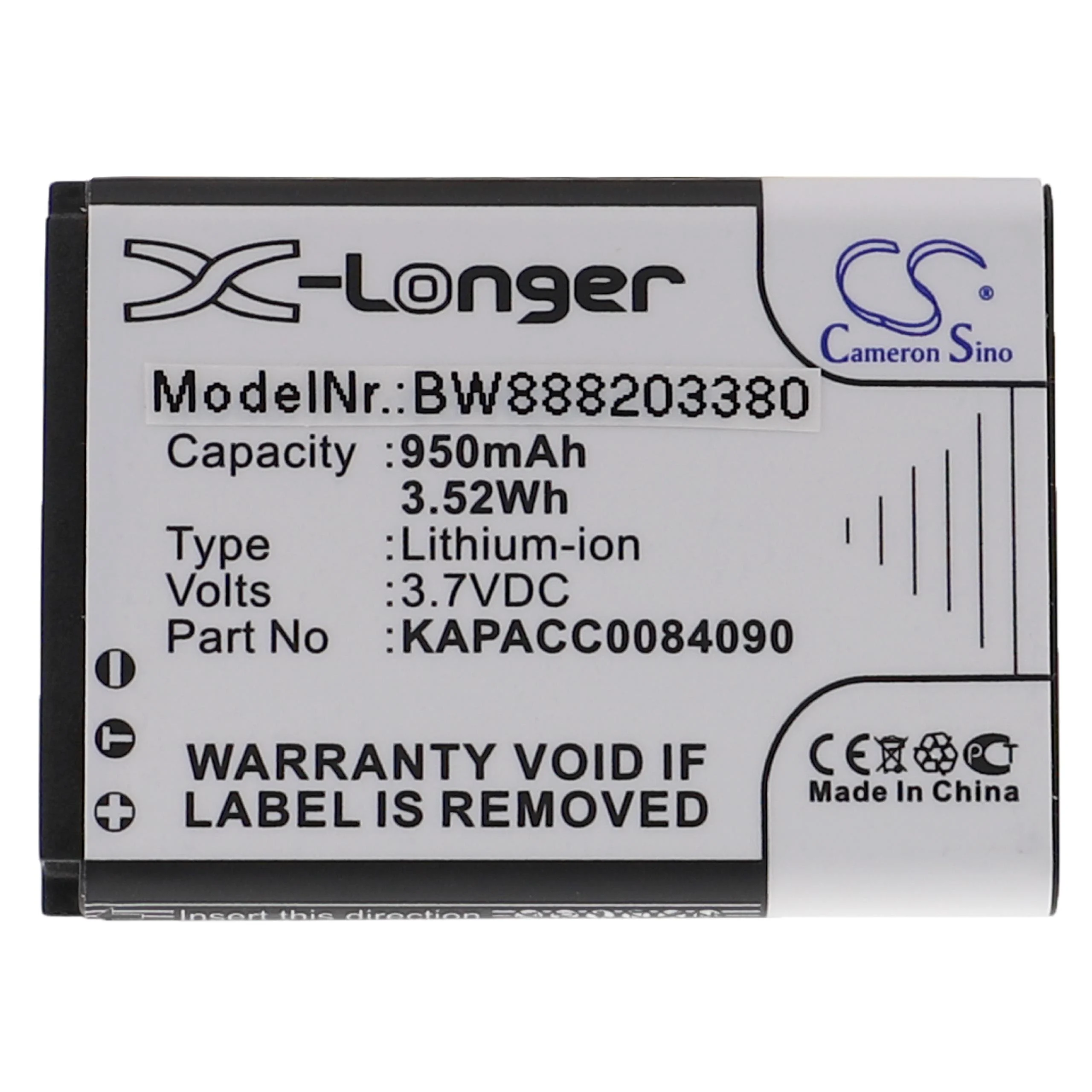 Batterie remplace Kap Else KAPACC0084090 pour scanner de code-barre Kap Else - 950mAh 3,7V