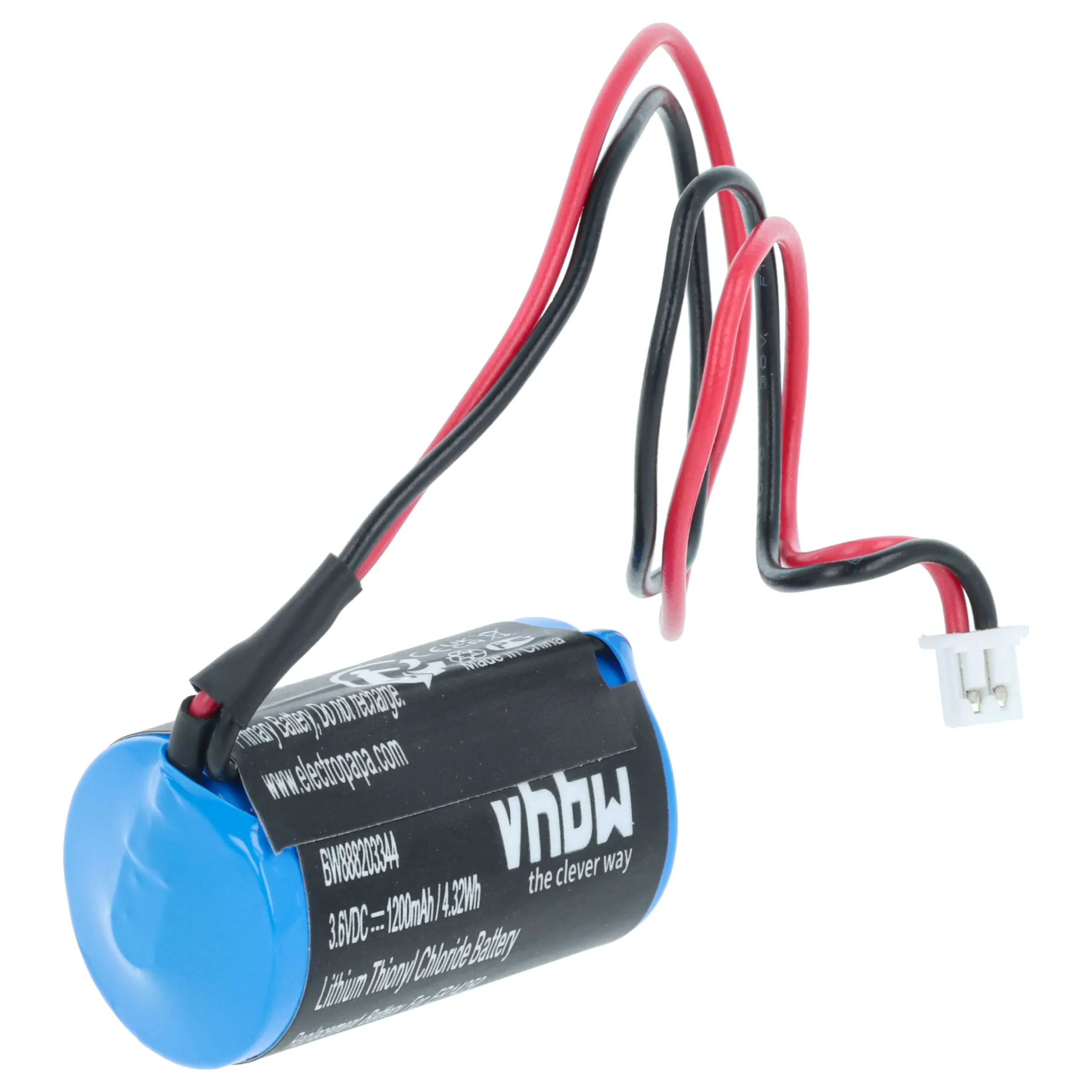Pile remplace Testo 0515 0175 enregistreur de température - 1200mAh 3,6V Li-SOCl2