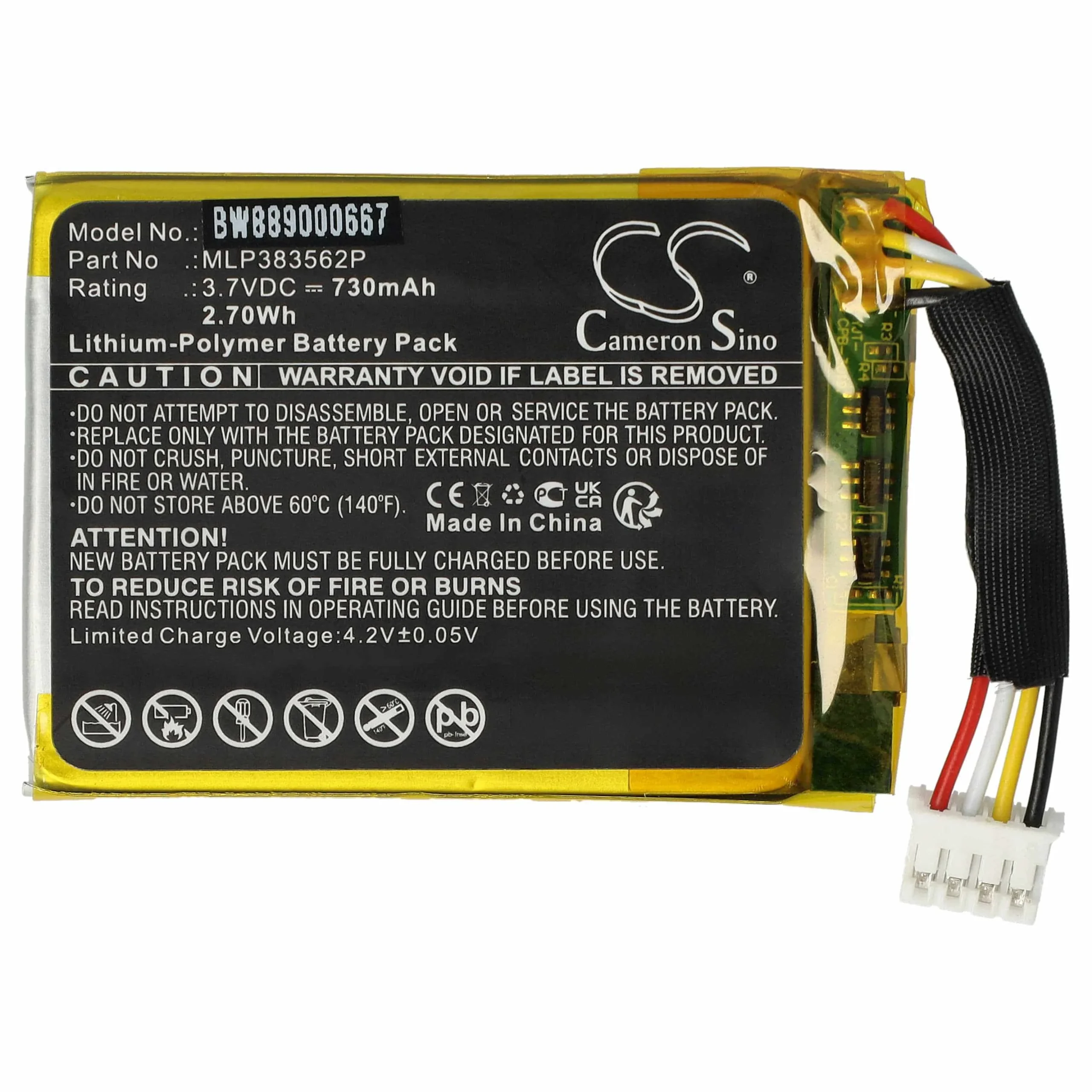 Batterie remplace JBL MLP383562P enceinte JBL - 800mAh 3,8V Li-polymère