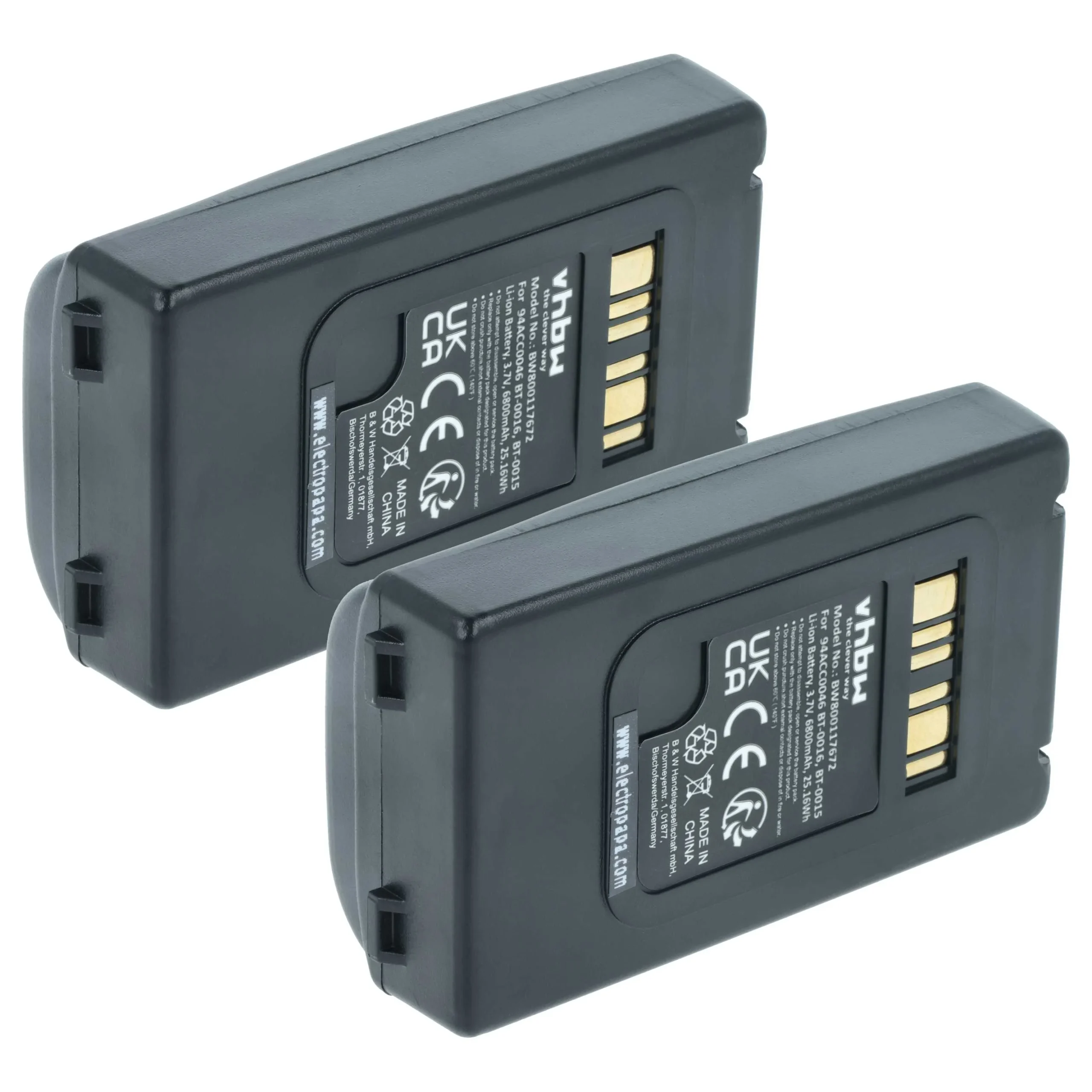 2x Batteries remplace Datalogic 94ACC0048, 94ACC0046 pour scanner de code-barre Datalogic - 6800mAh 3,7V
