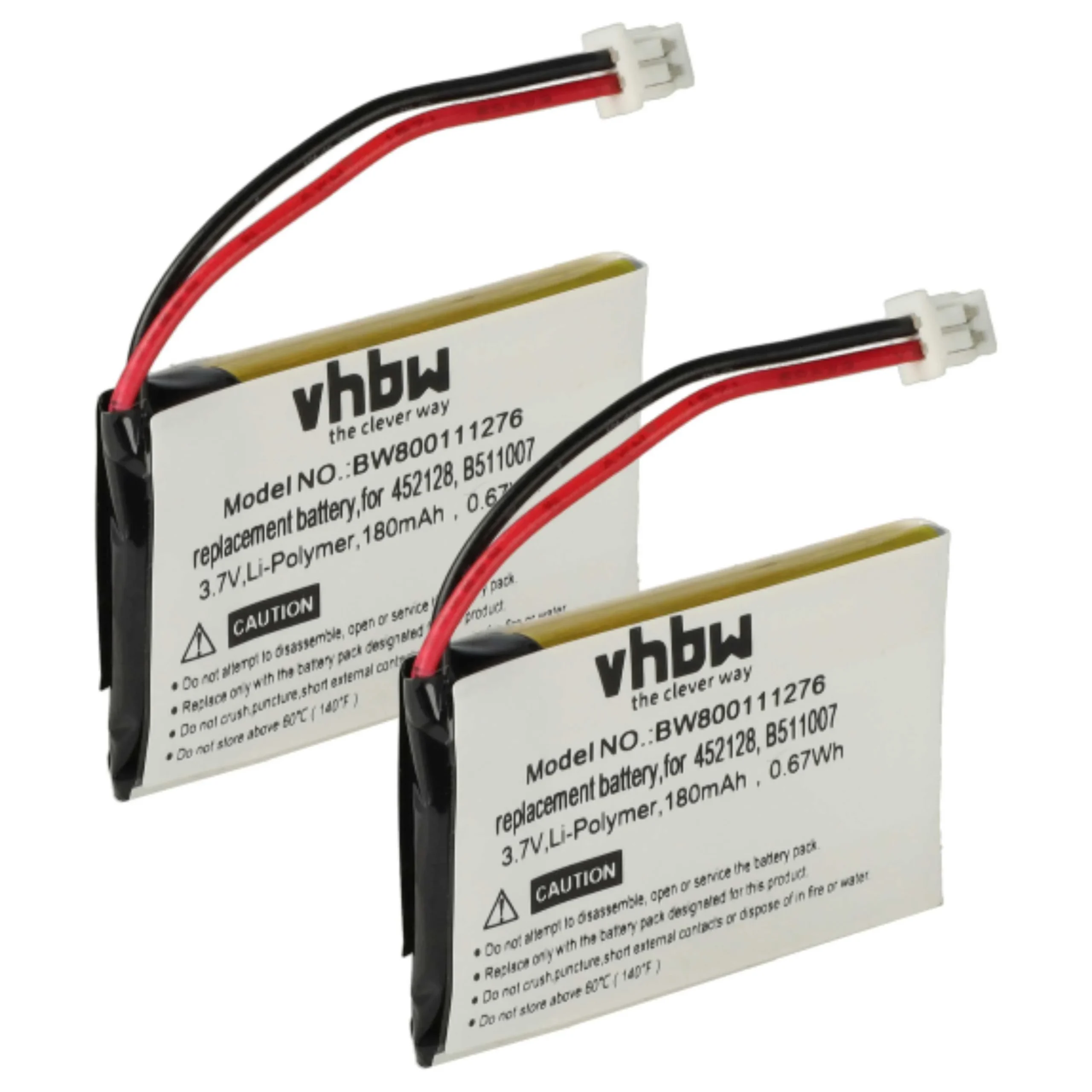 Batterie (2 pcs.) remplace 452128, B511007 casque audio Plantronics - 180mAh 3,7V Li-polymère