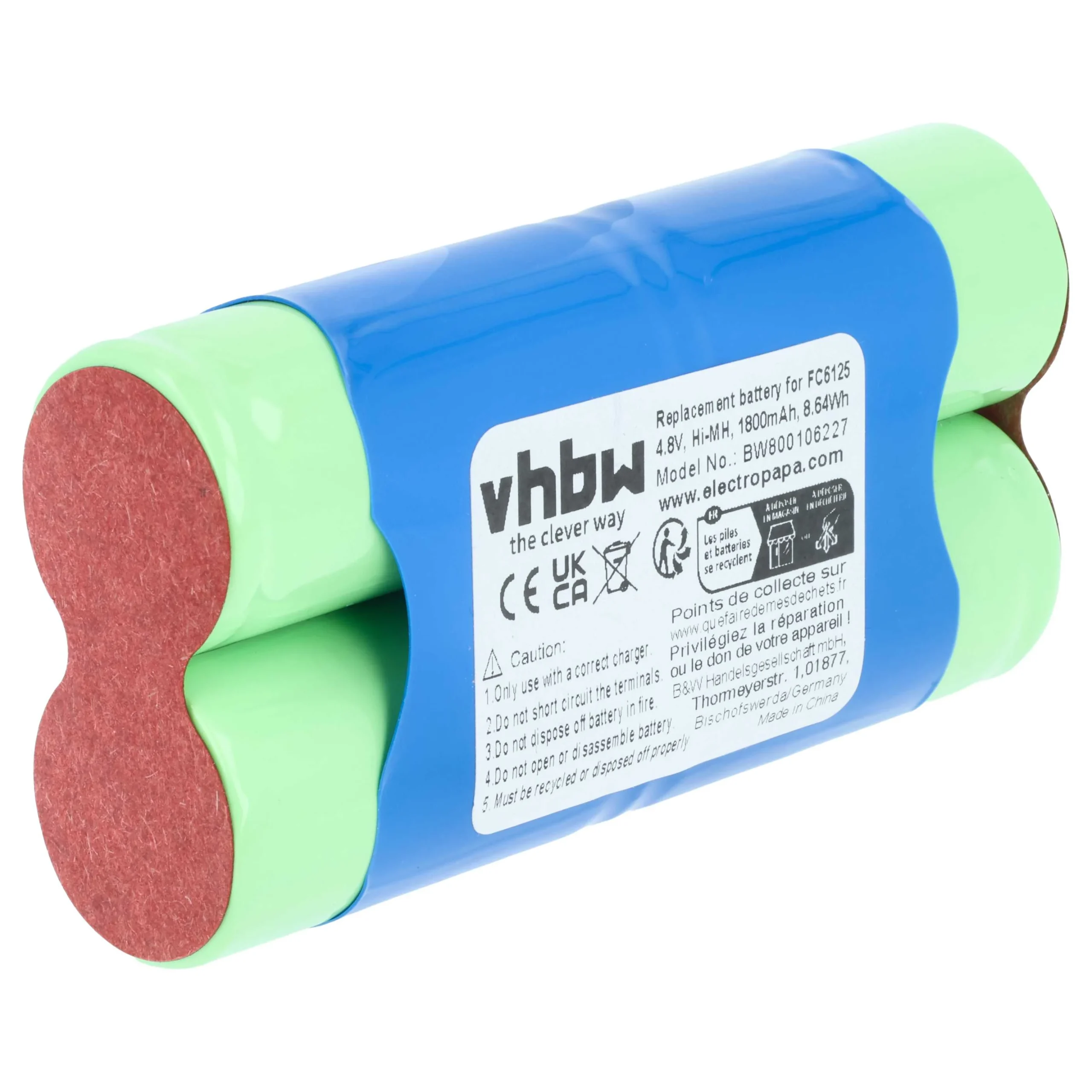 Batterie remplace Philips 422245945563 pour balai électrique Philips - 1800mAh 4,8V NiMH