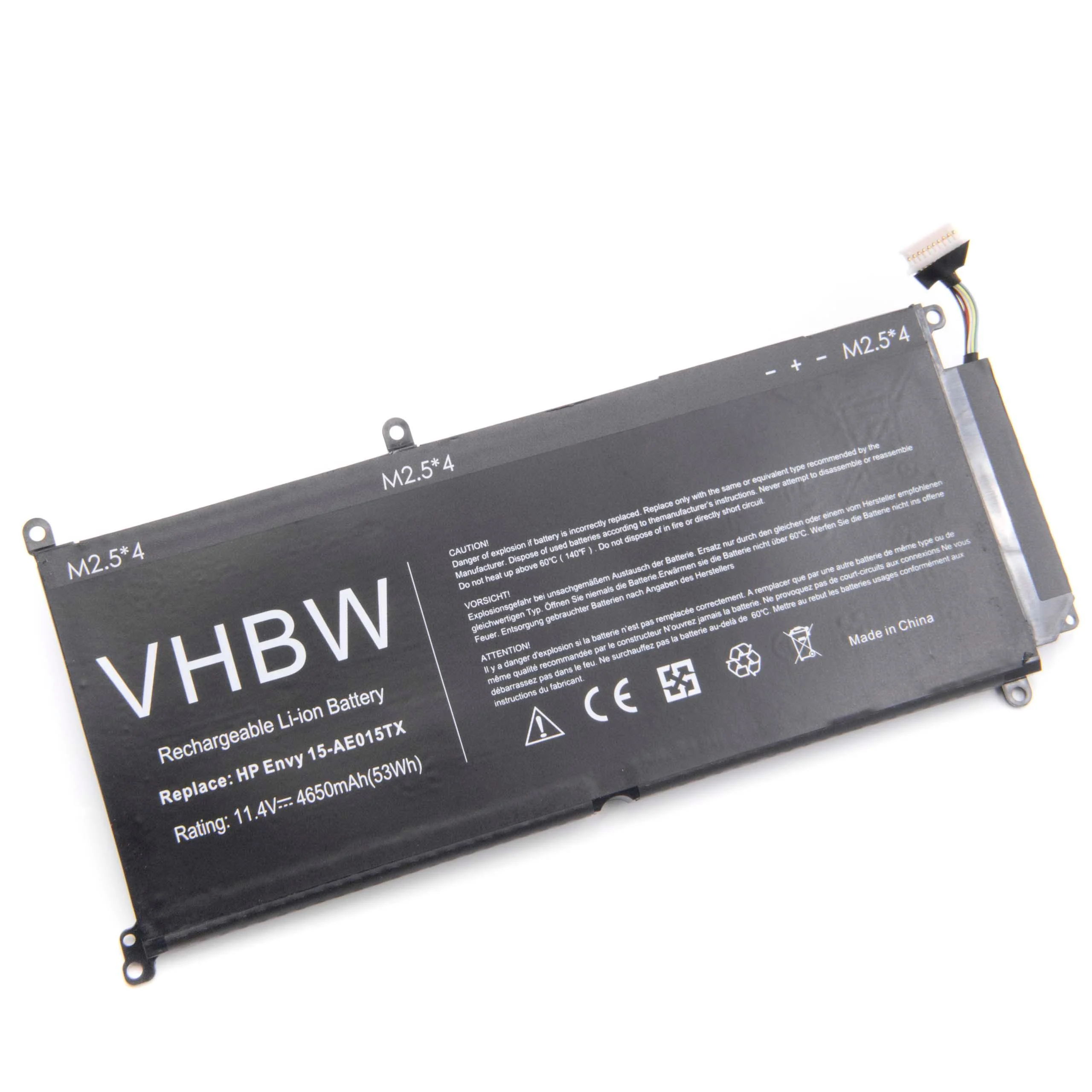 Batterie remplace HP 807211-121, 804072-241 pour ordinateur portable HP- 4650mAh 11,4V Li-ion, noir