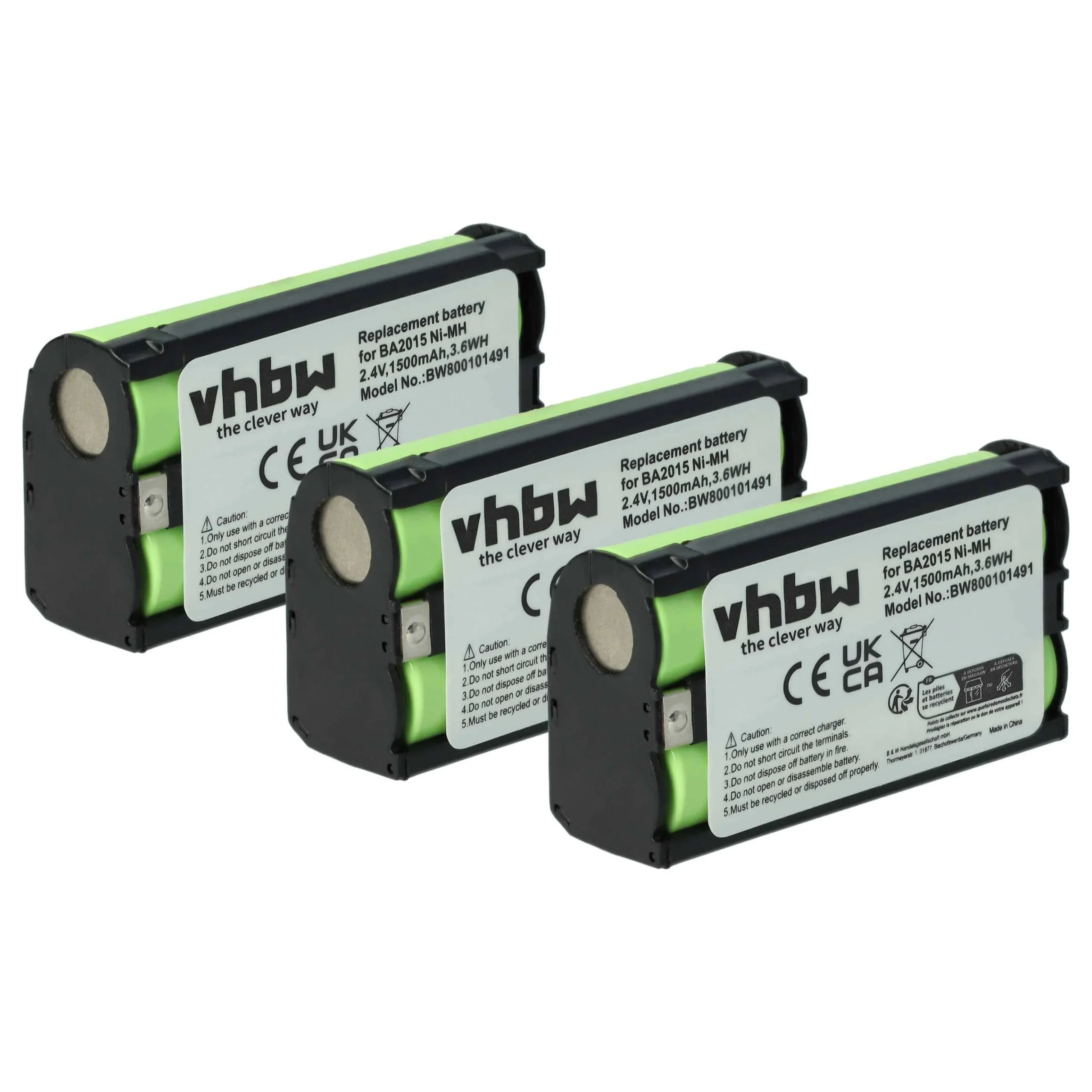 Batterie (3 pcs.) remplace Sennheiser BA2015, BA-2015 microphone - 1500mAh 2,4V NiMH