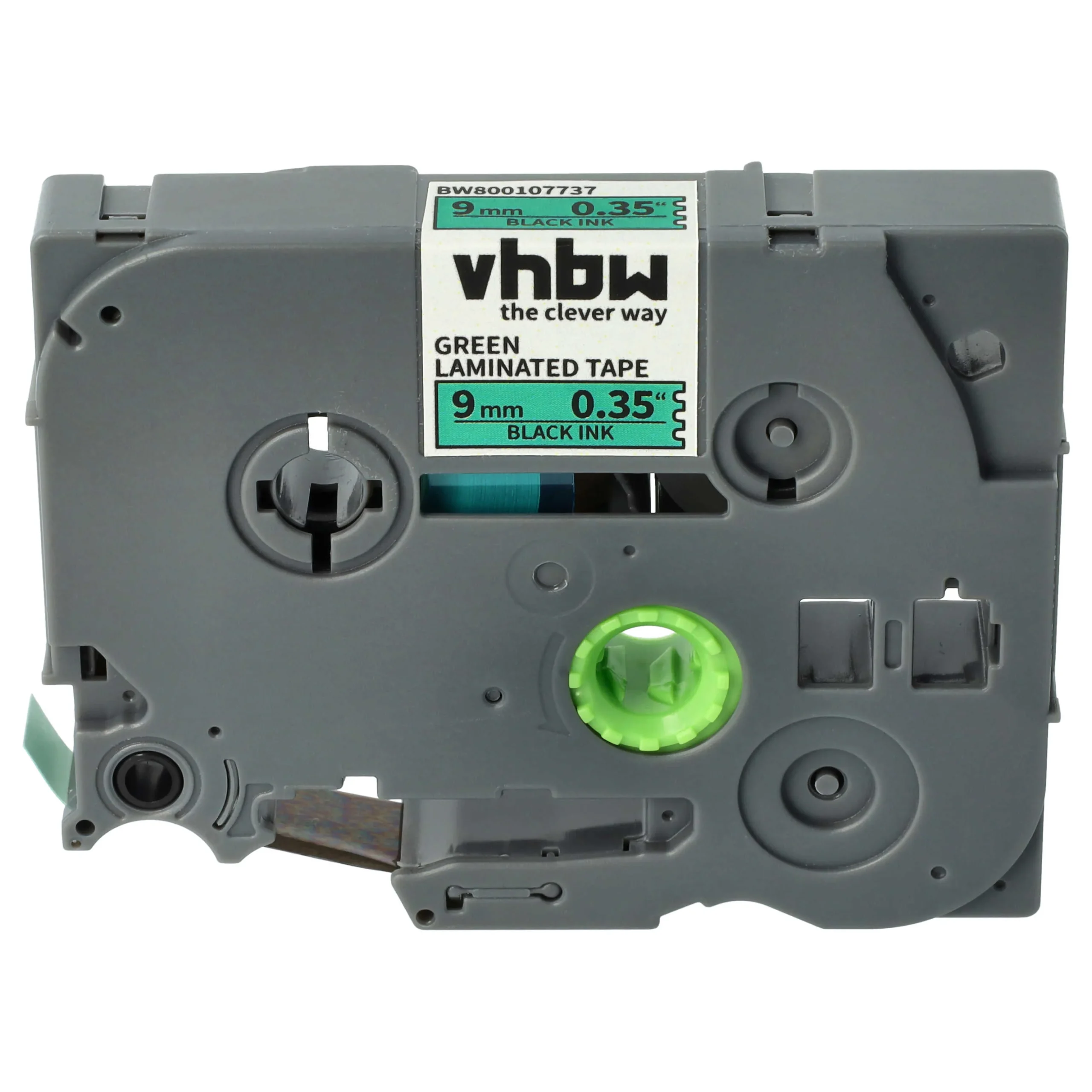 Cassette à ruban remplace Brother TZE-721 - 9mm lettrage Noir ruban Vert, plastique
