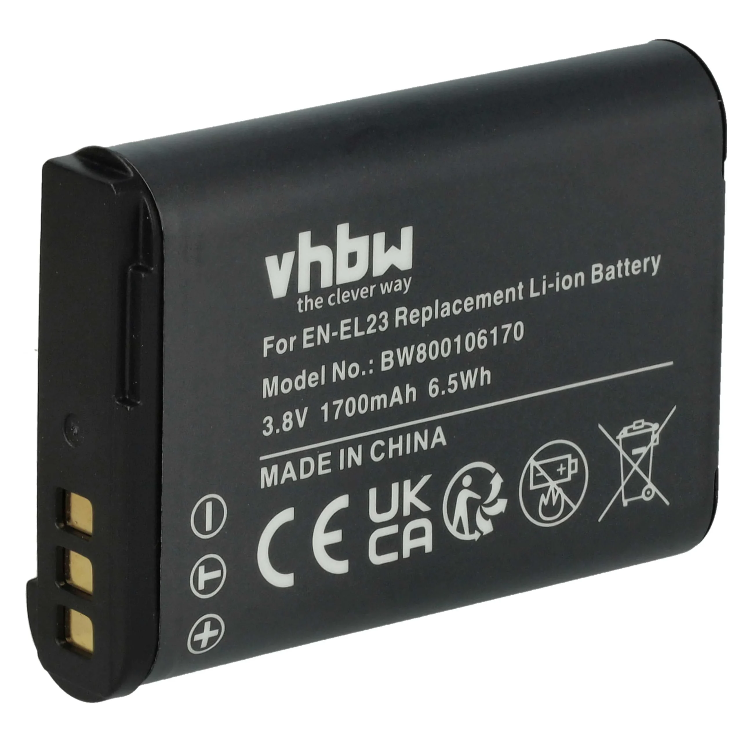 Batterie remplace Nikon EN-EL23 pour appareil photo Nikon- 1700mAh 3,8V Li-ion