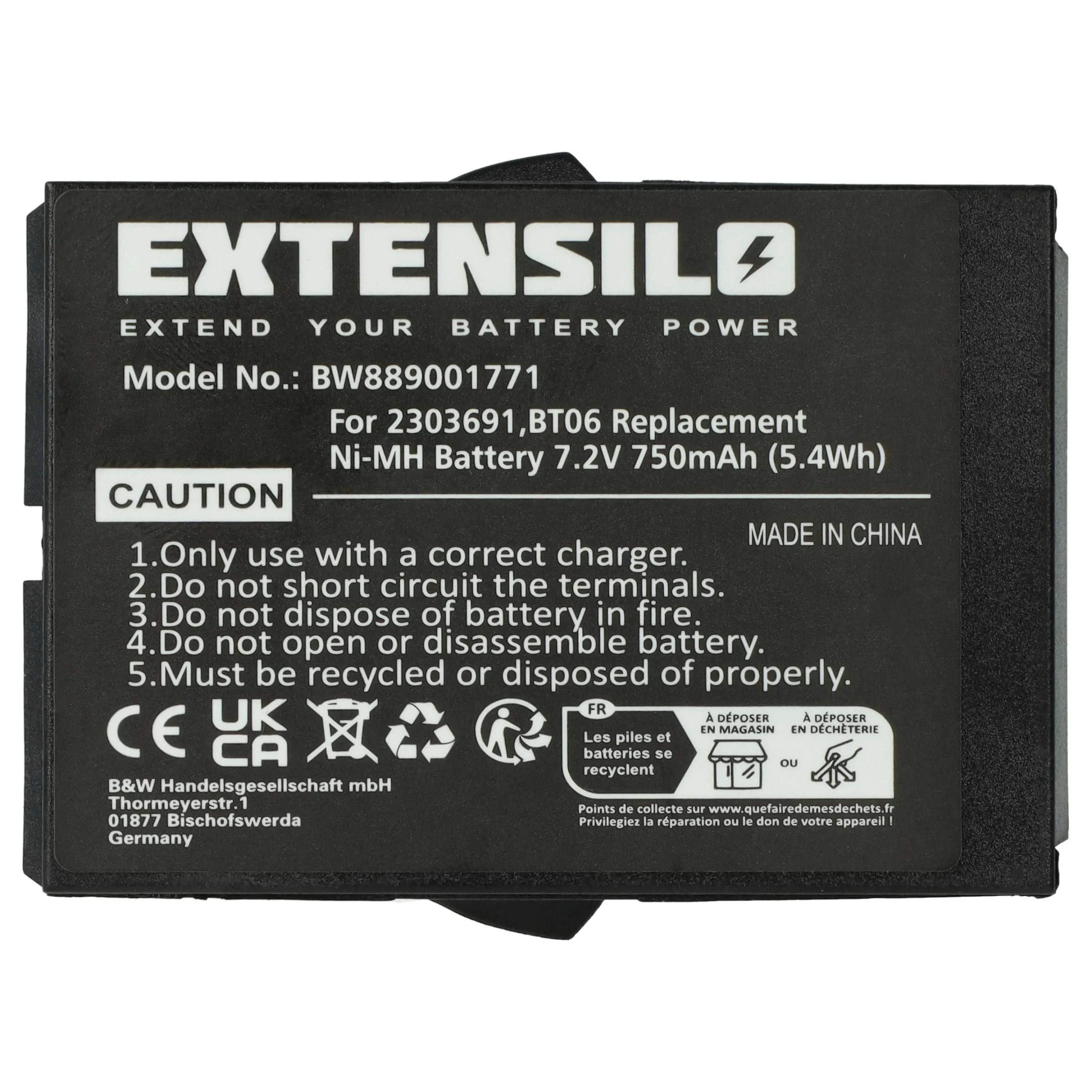 Batterie remplace Danfoss 2303691, BT06 - 750mAh 7,2V NiMH