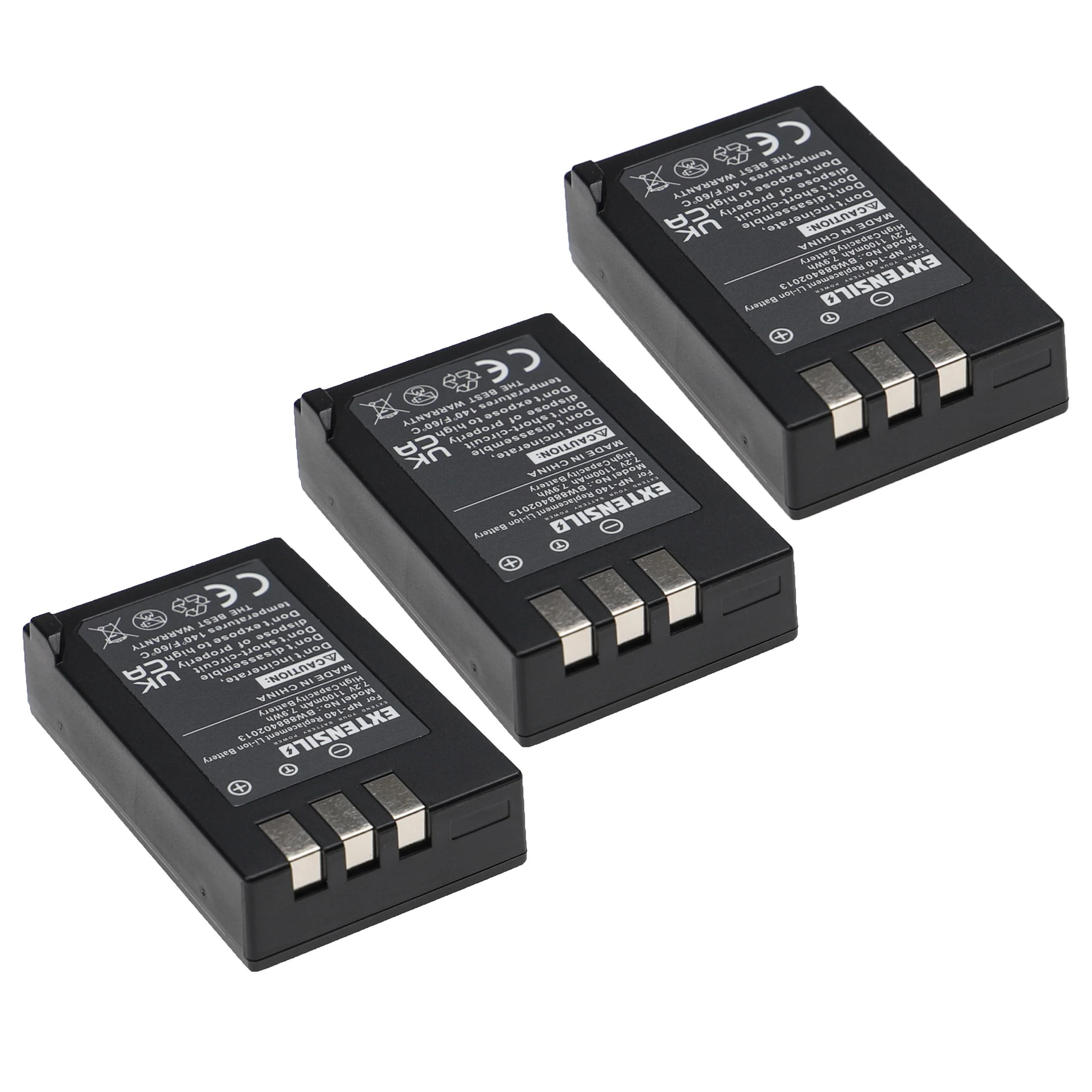3x Batteries remplace Fujifilm NP-140 pour appareil photo Fujifilm- 1100mAh 7,2V Li-ion