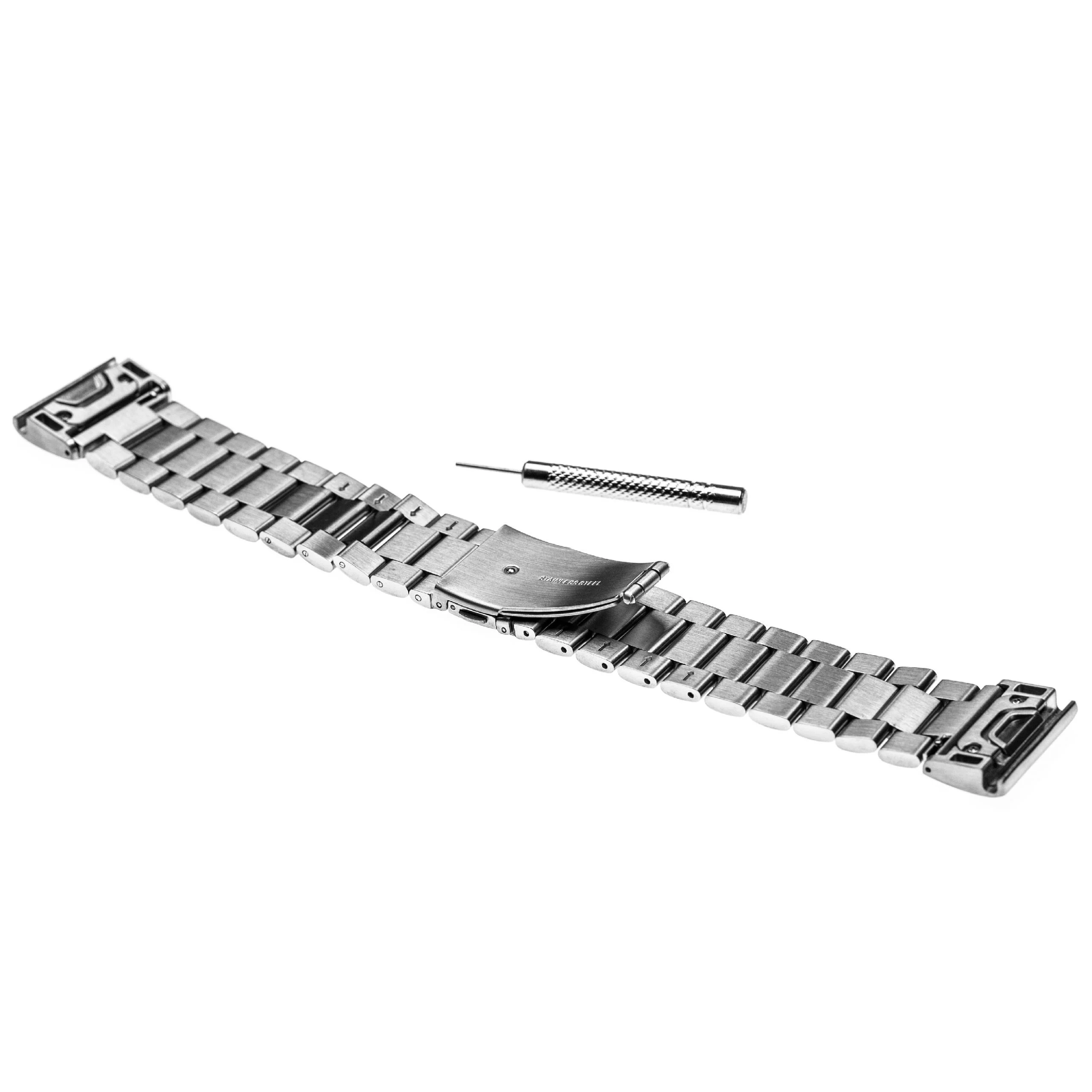 Bracelet pour montre intelligente Garmin Fenix - 20,4 cm de long, 26mm de large, acier inox, argenté