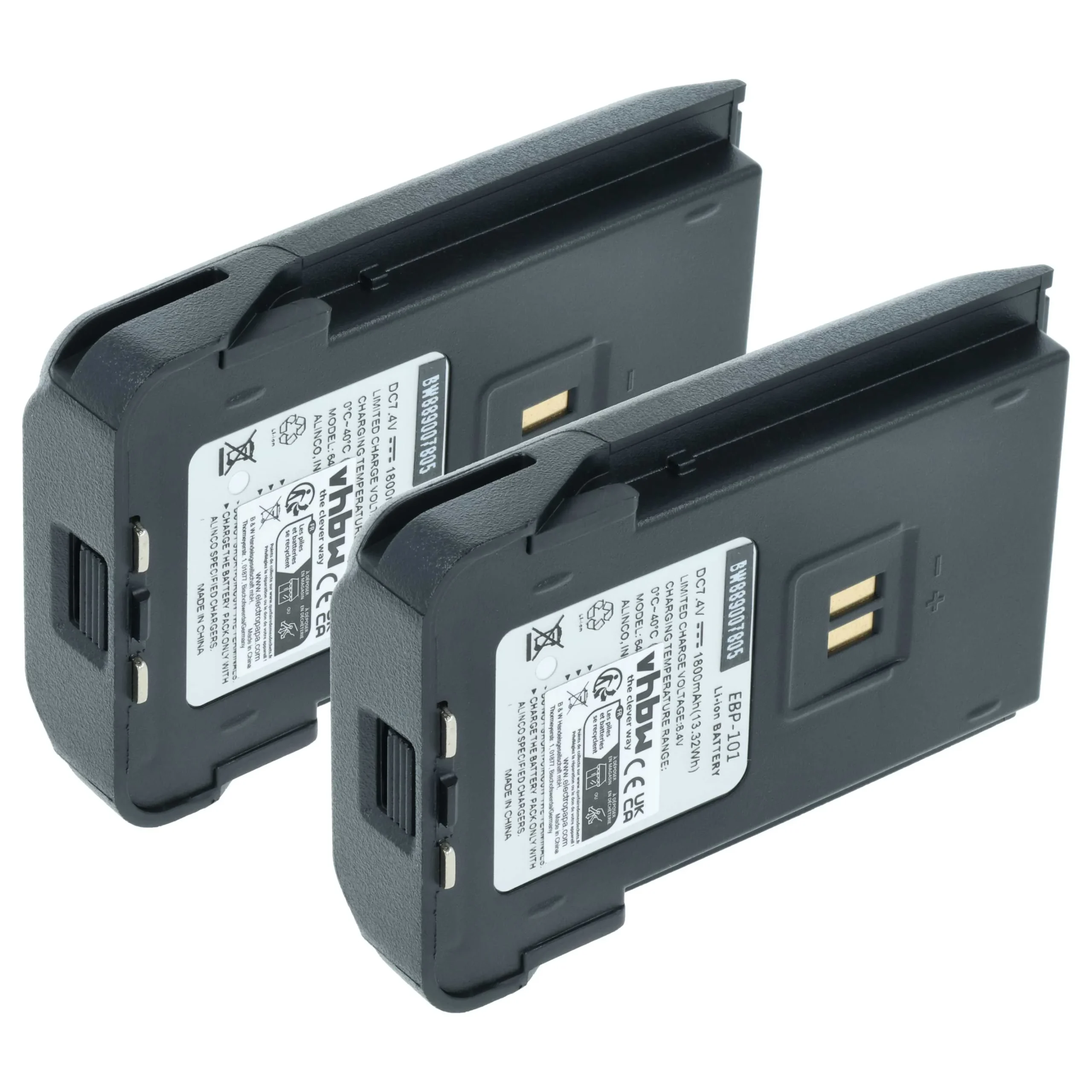 2x Batteries remplace Alinco EBP-101 pour radio talkie-walkie Alinco- 1800mAh 7,4V Li-ion