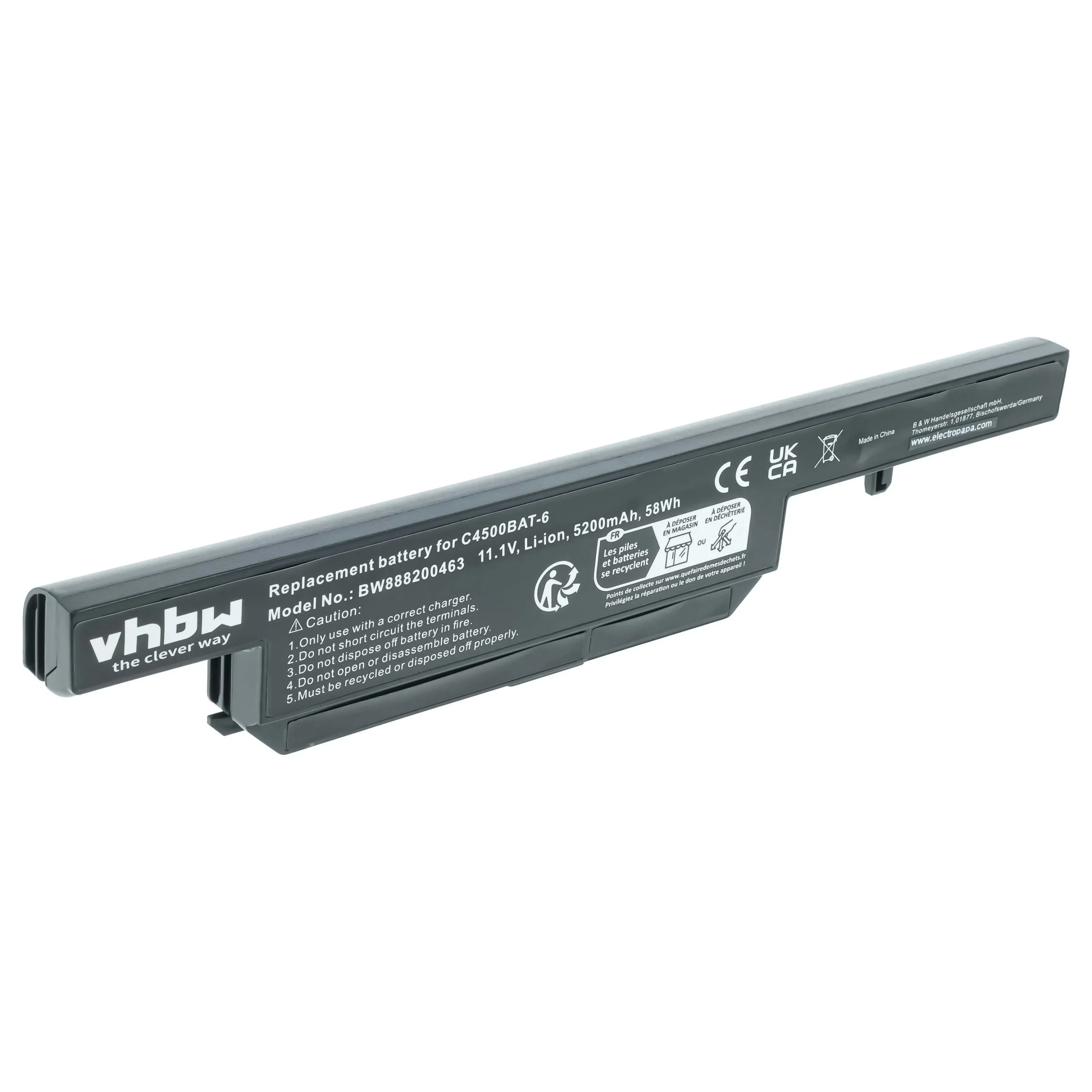 Batterie remplace Clevo 6-87-C480S-4G4 pour ordinateur portable Gigabyte- 5200mAh 11,1V Li-ion, noir