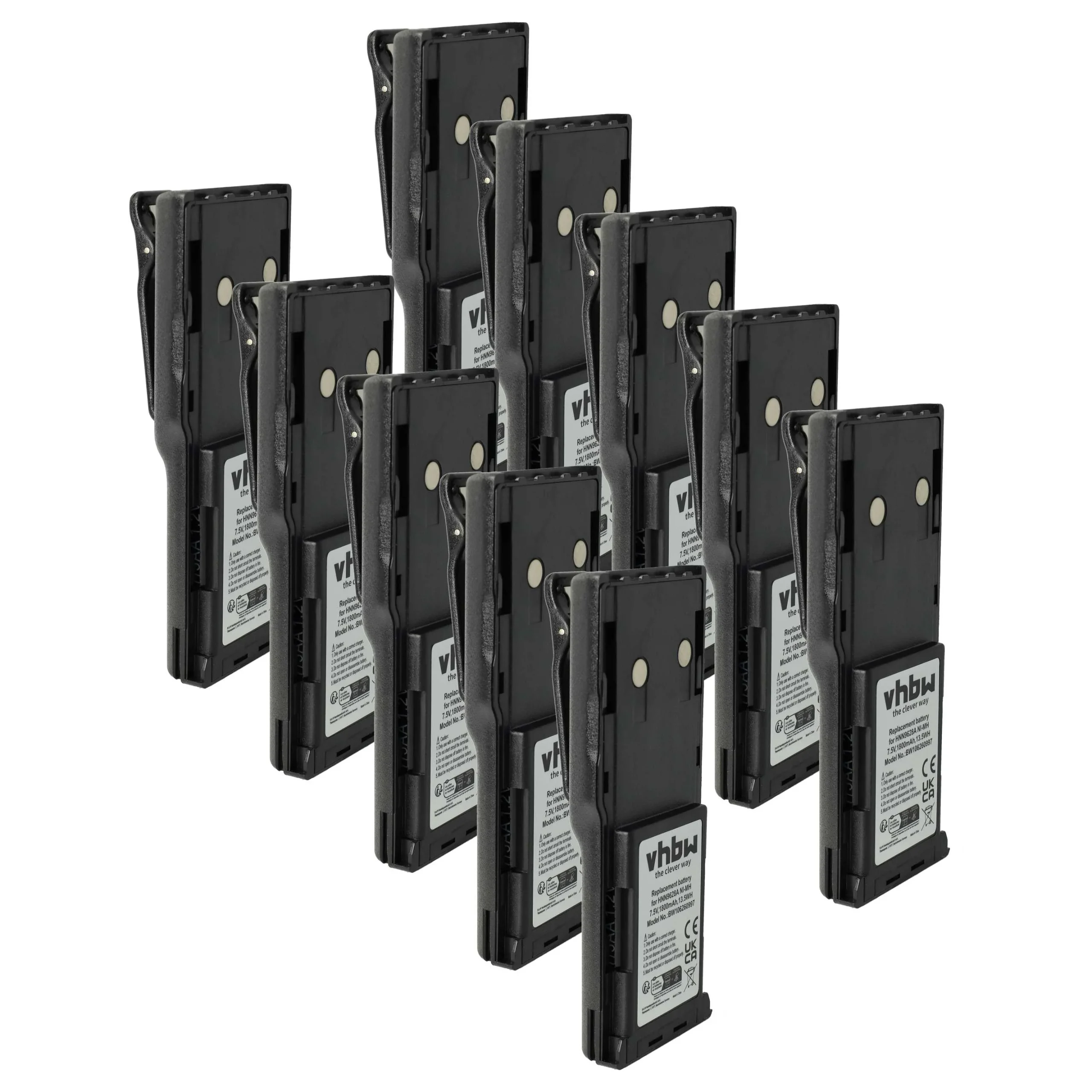 10x Batteries remplace Motorola HNN8133C, HNN8308A pour radio talkie-walkie Motorola- 1800mAh 7,5V NiMH