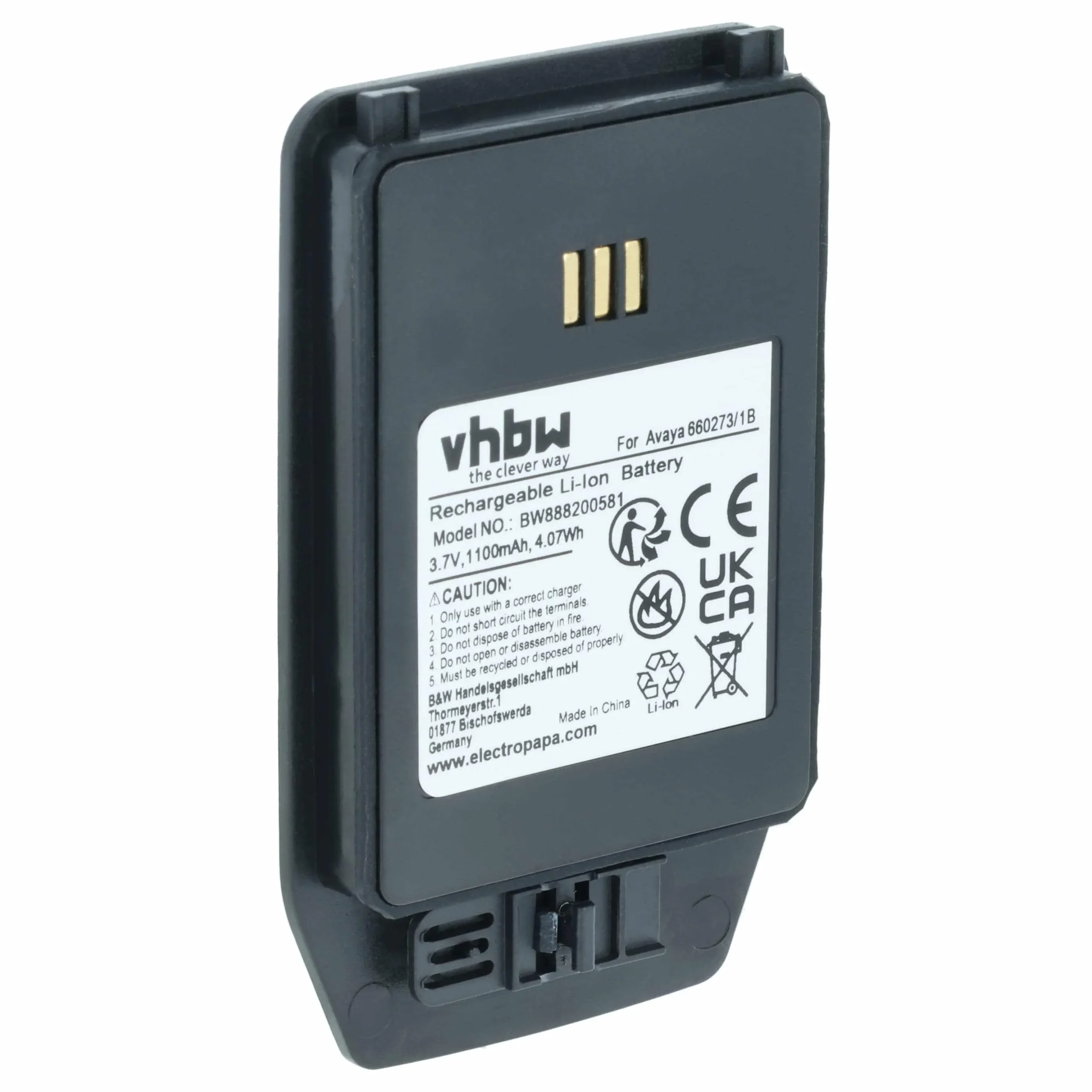 Batterie remplace Ascom 1220187, 660273/1B téléphone portable Innovaphone - 1100mAh 3,7V Li-ion