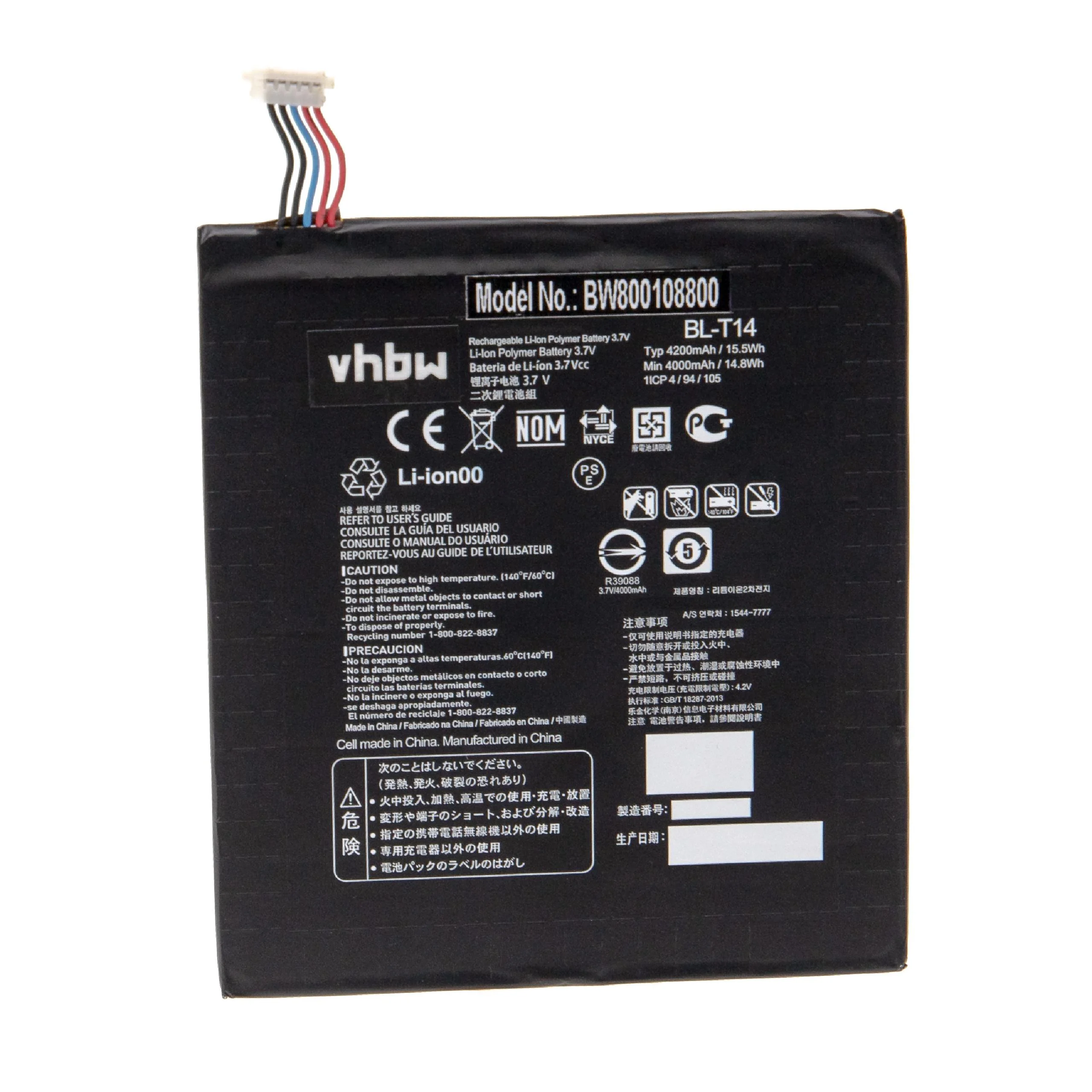 Batterie remplace LG EAC62638401, BL-T14 tablette - 4200mAh 3,7V Li-polymère