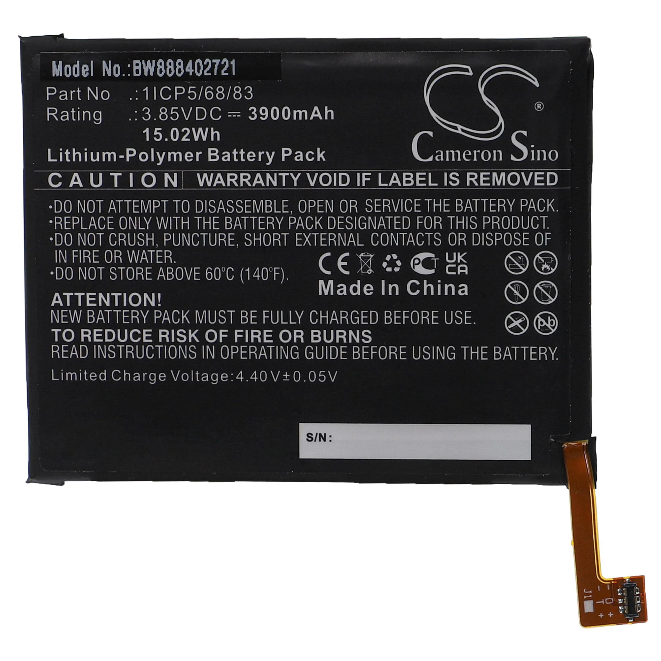 Batterie remplace Umi 1ICP5/68/83 téléphone portable Umi - 3900mAh 3,85V Li-polymère