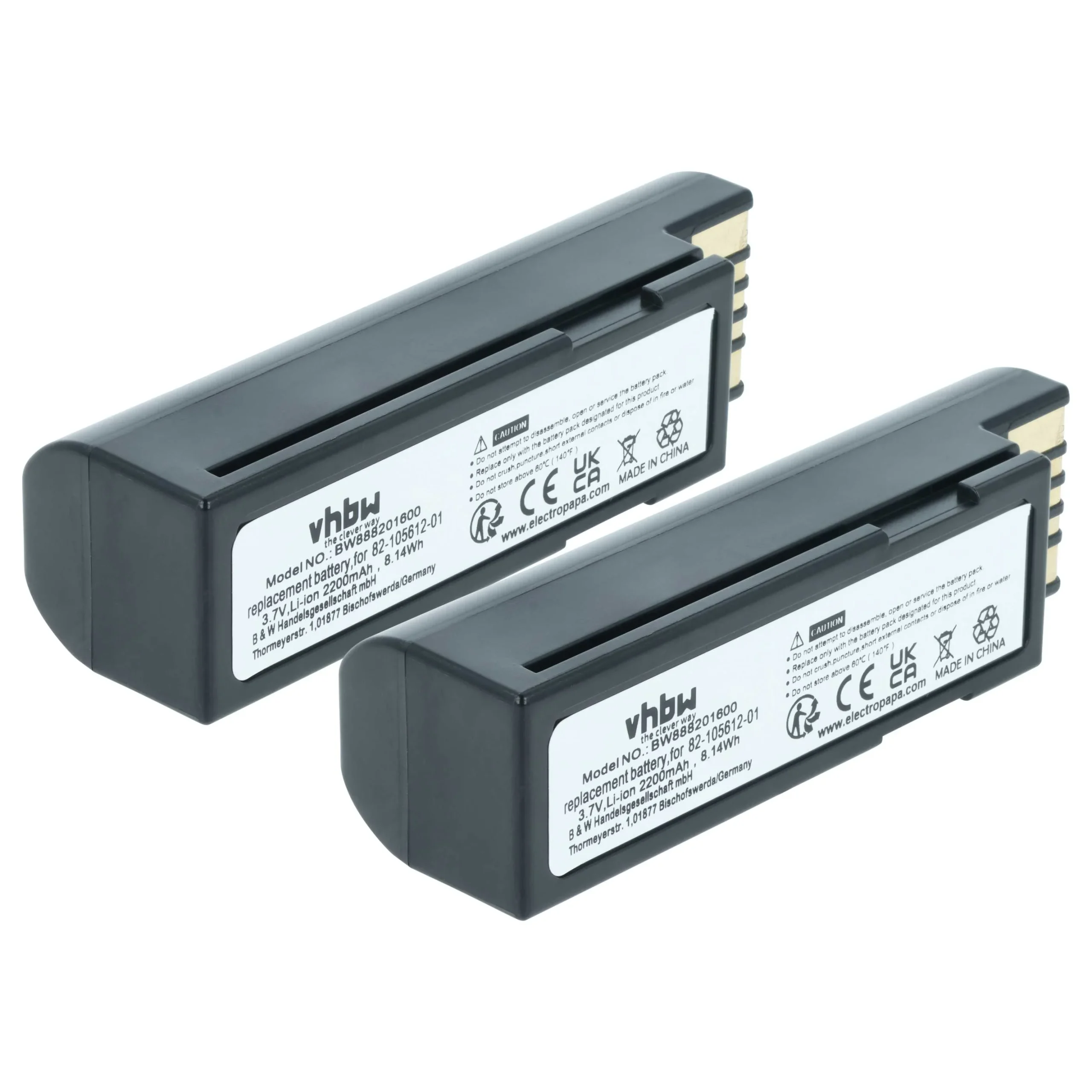 2x Batteries remplace Zebra BTRY-36IAB0E-00, 82-166537-01 pour scanner de code-barre Zebra - 2200mAh 3,7V